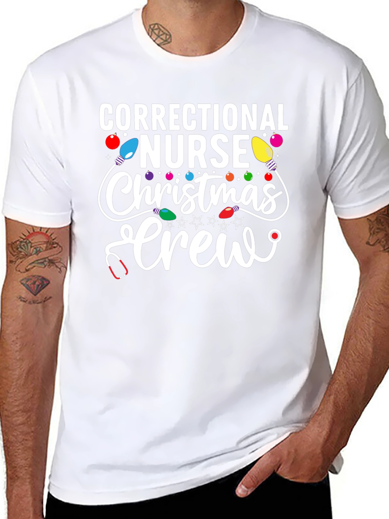 Correctional Nurse Christmas Crew T-Shirt