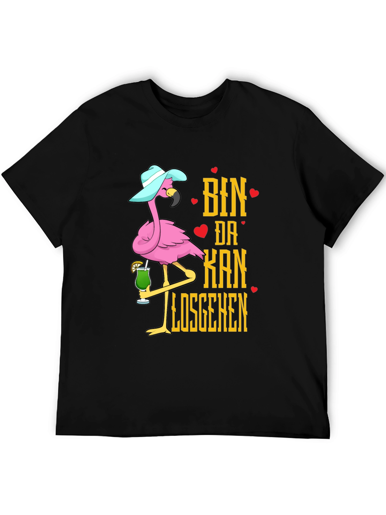 Tropical Flamingo Ready To Go Black T-Shirt