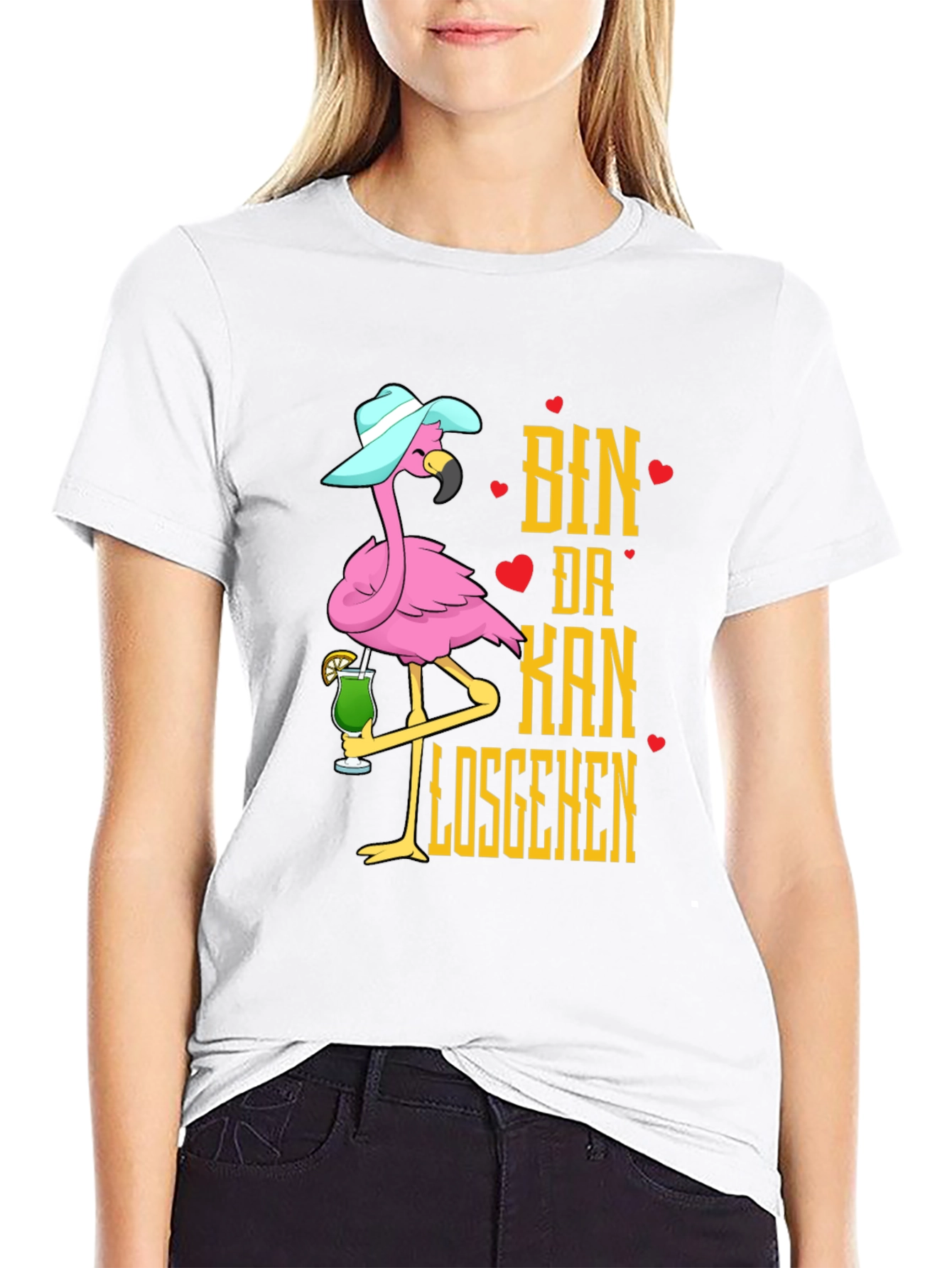 Tropical Flamingo Ready To Go Black T-Shirt