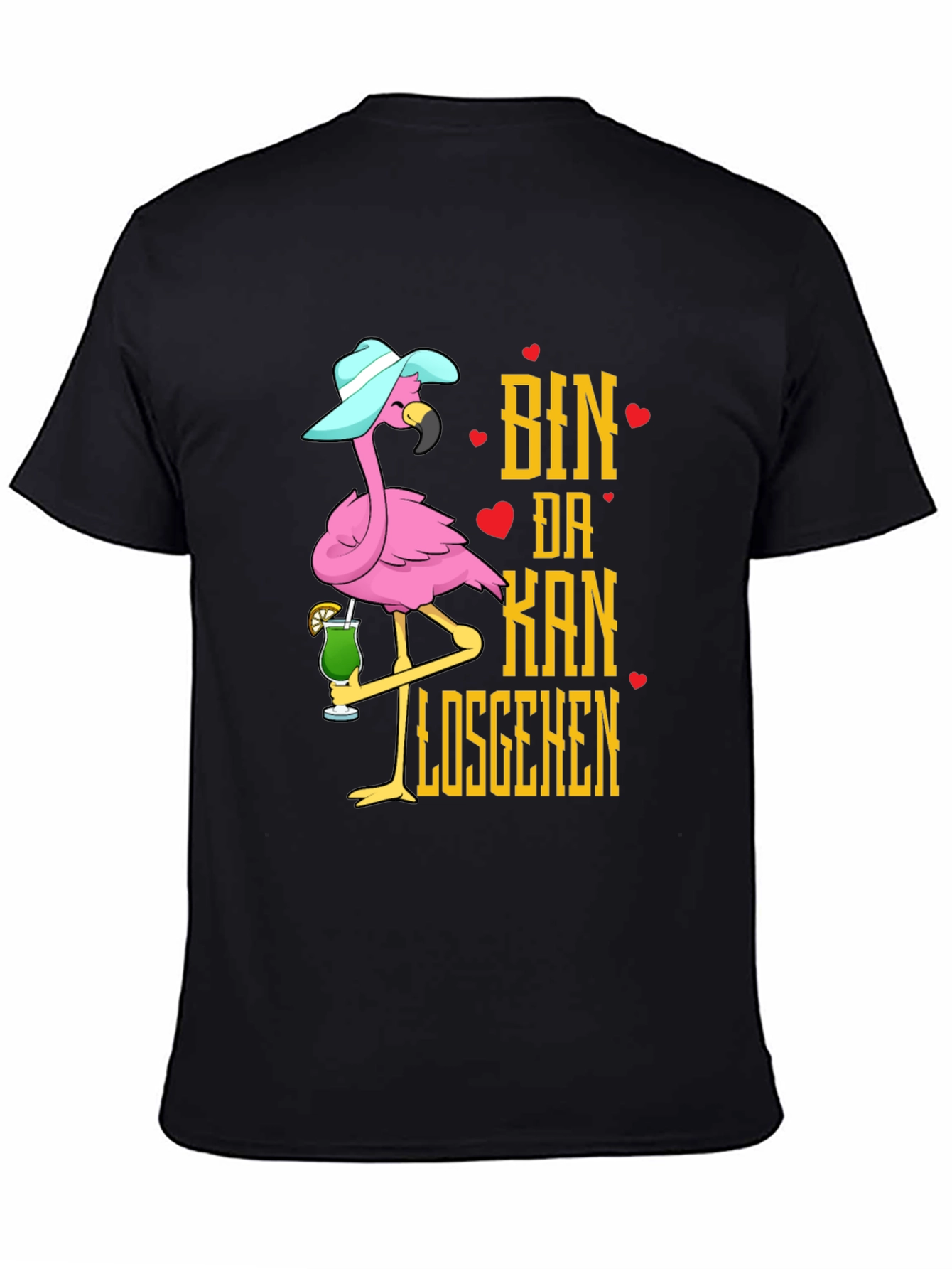 Tropical Flamingo Ready To Go Black T-Shirt