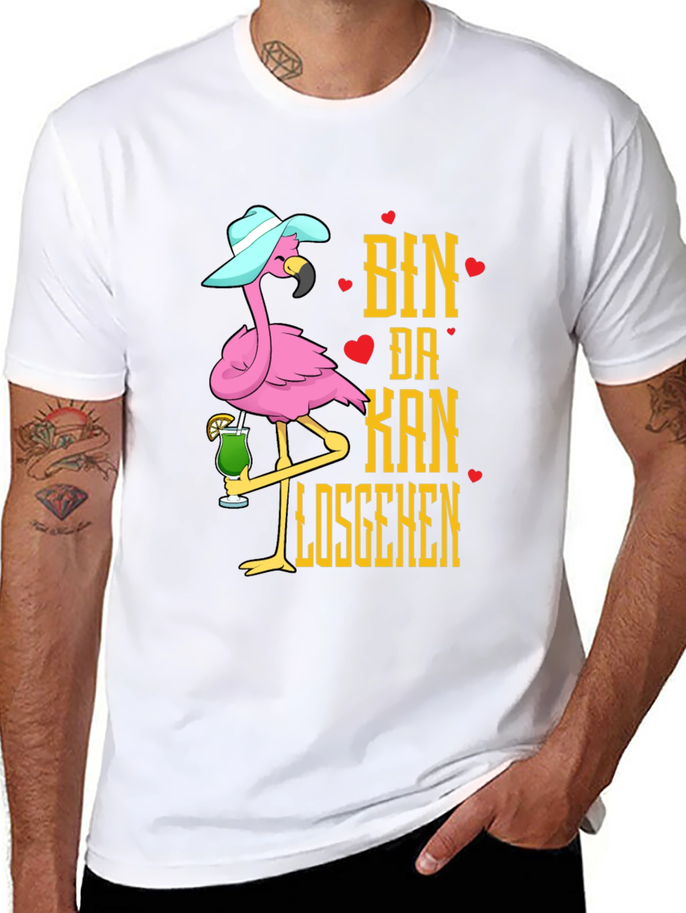 Tropical Flamingo Ready To Go Black T-Shirt
