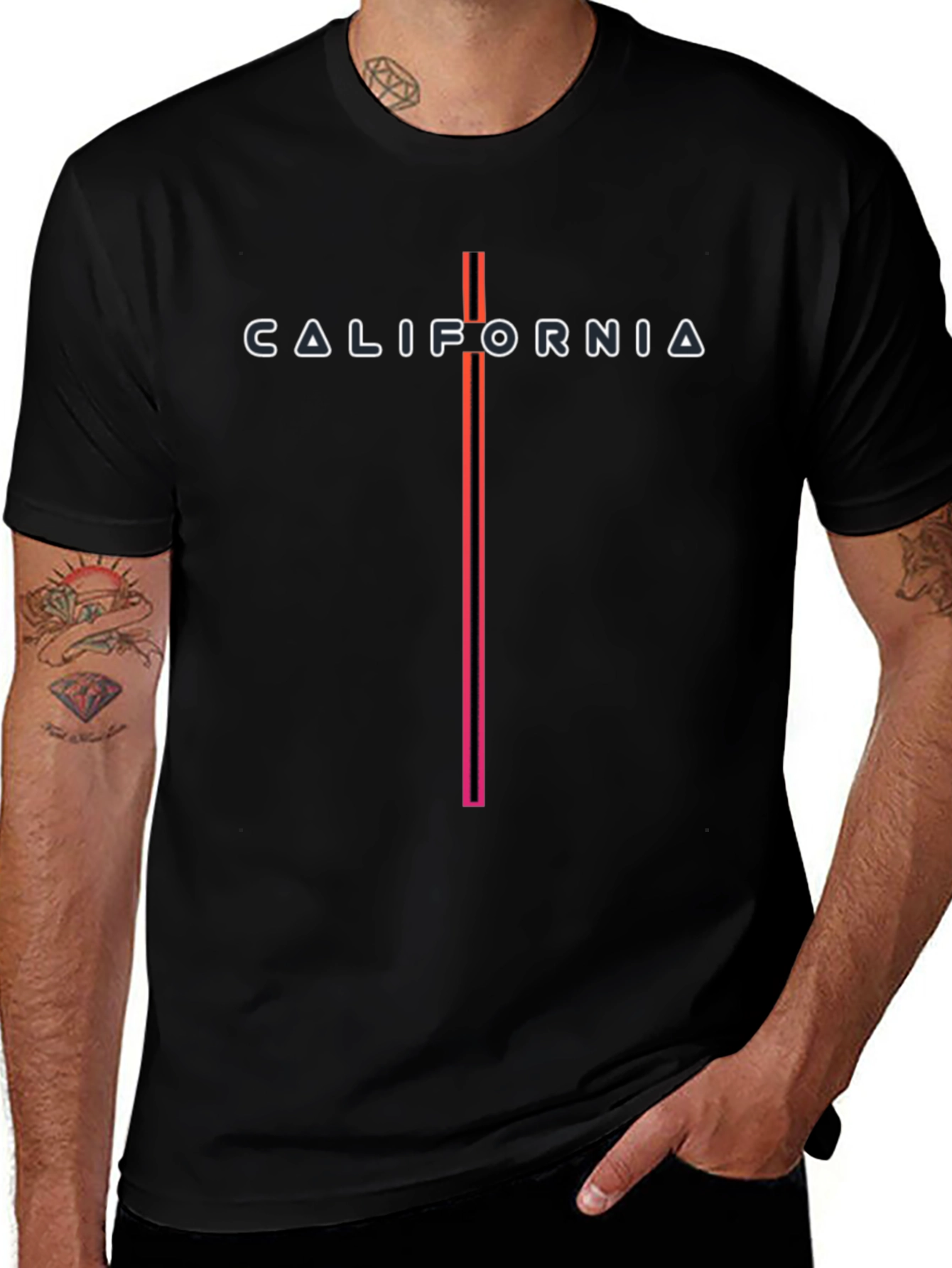 California Graphic Print Black T-Shirt