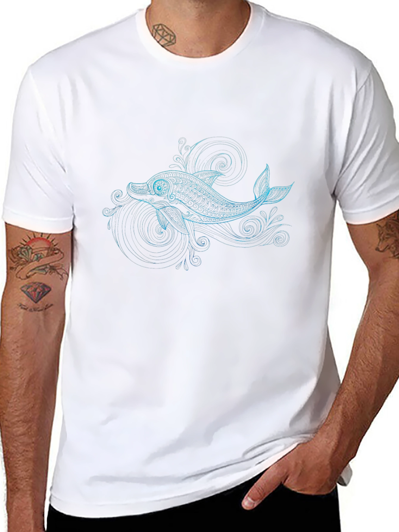 Dolphin Graphic Black T-Shirt