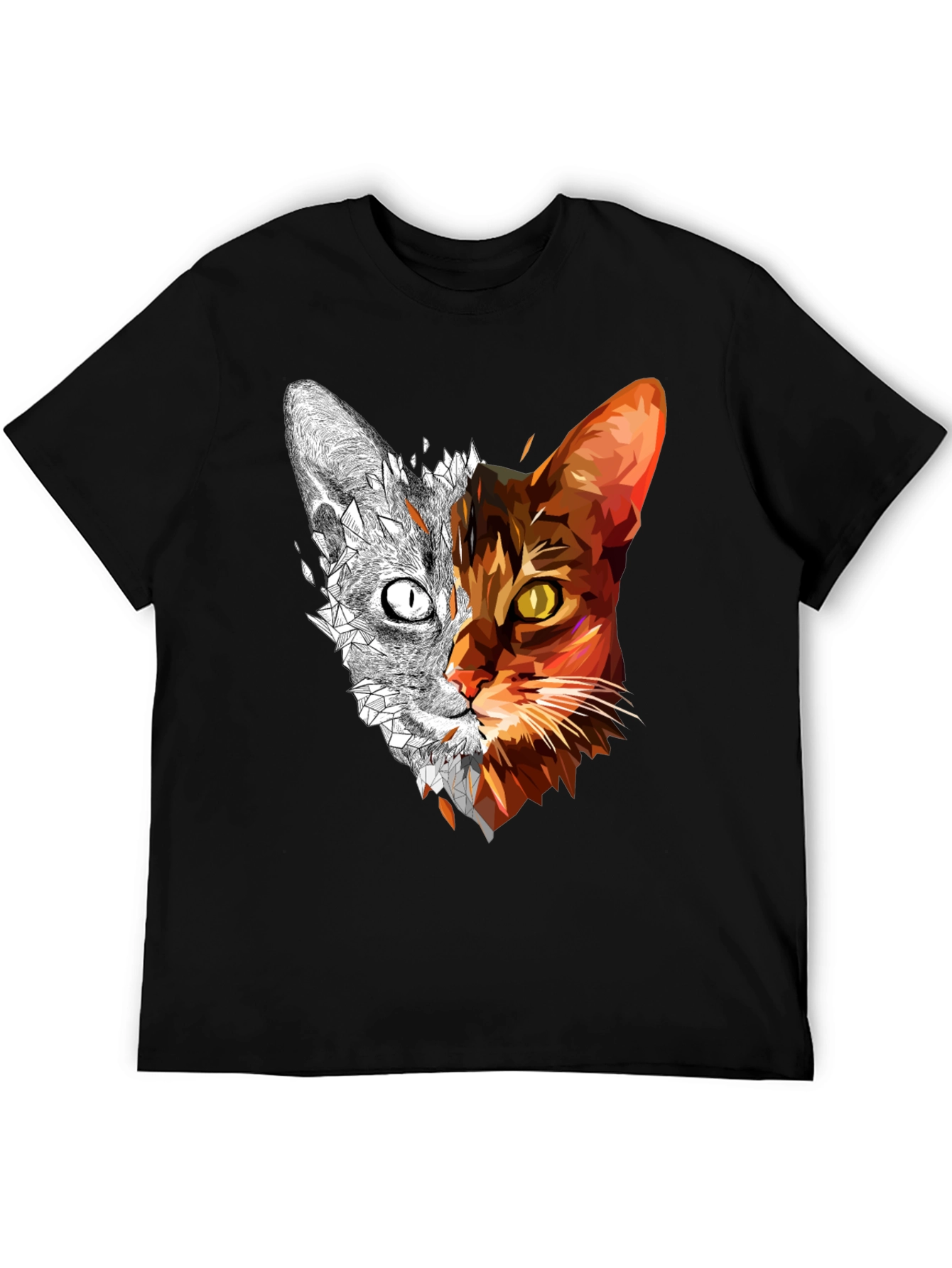 Abstract Geometric Cat Graphic Tee