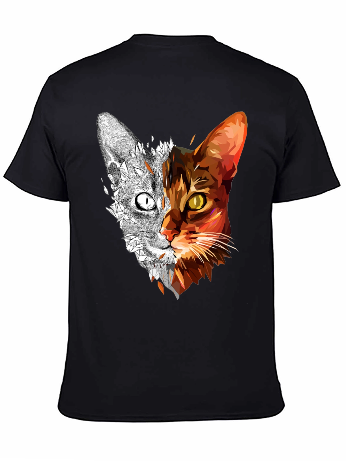 Abstract Geometric Cat Graphic Tee