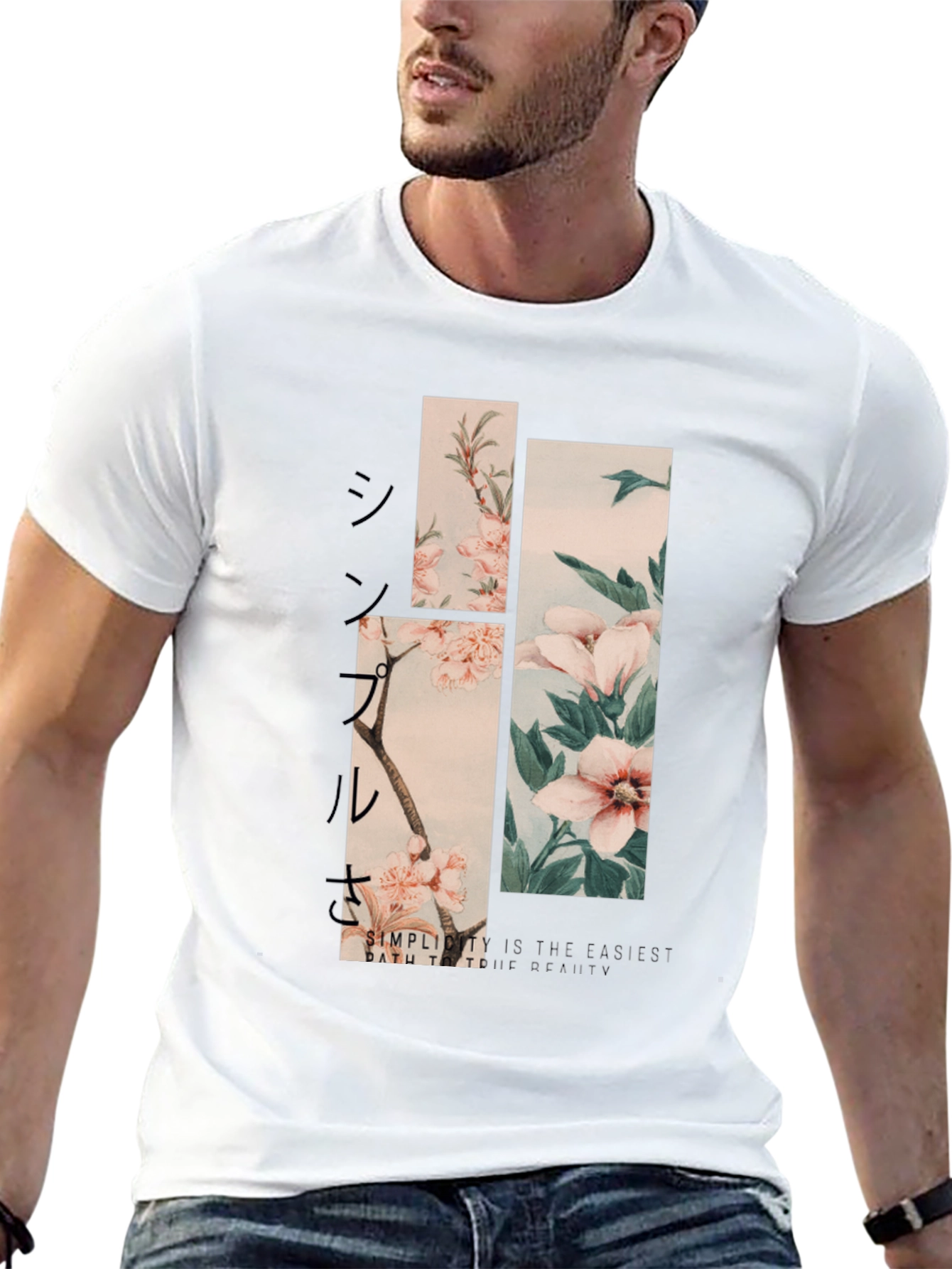 Floral Simplicity Graphic T-Shirt - Black
