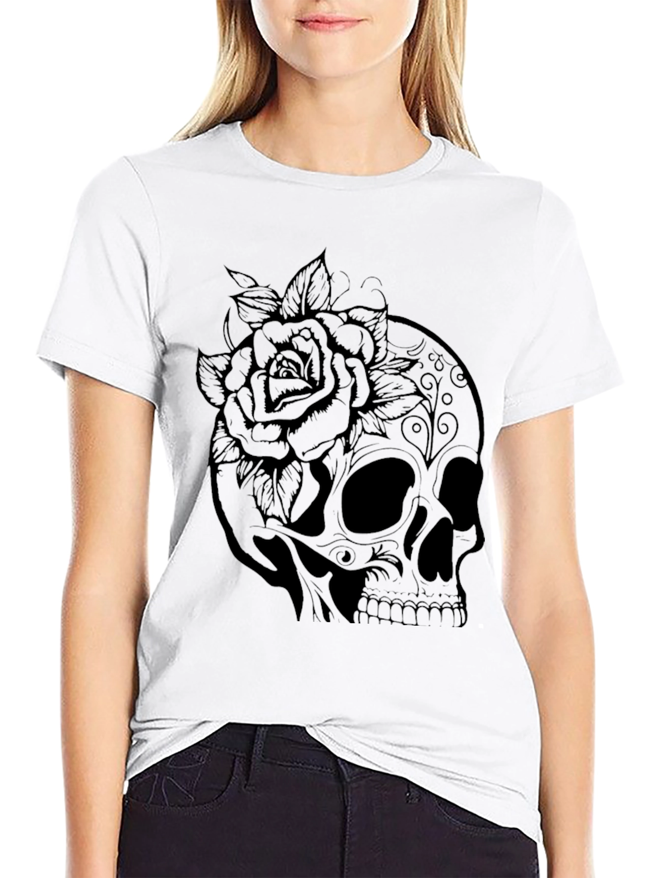 Skull & Rose Graphic T-Shirt - Mens Fashion Tee