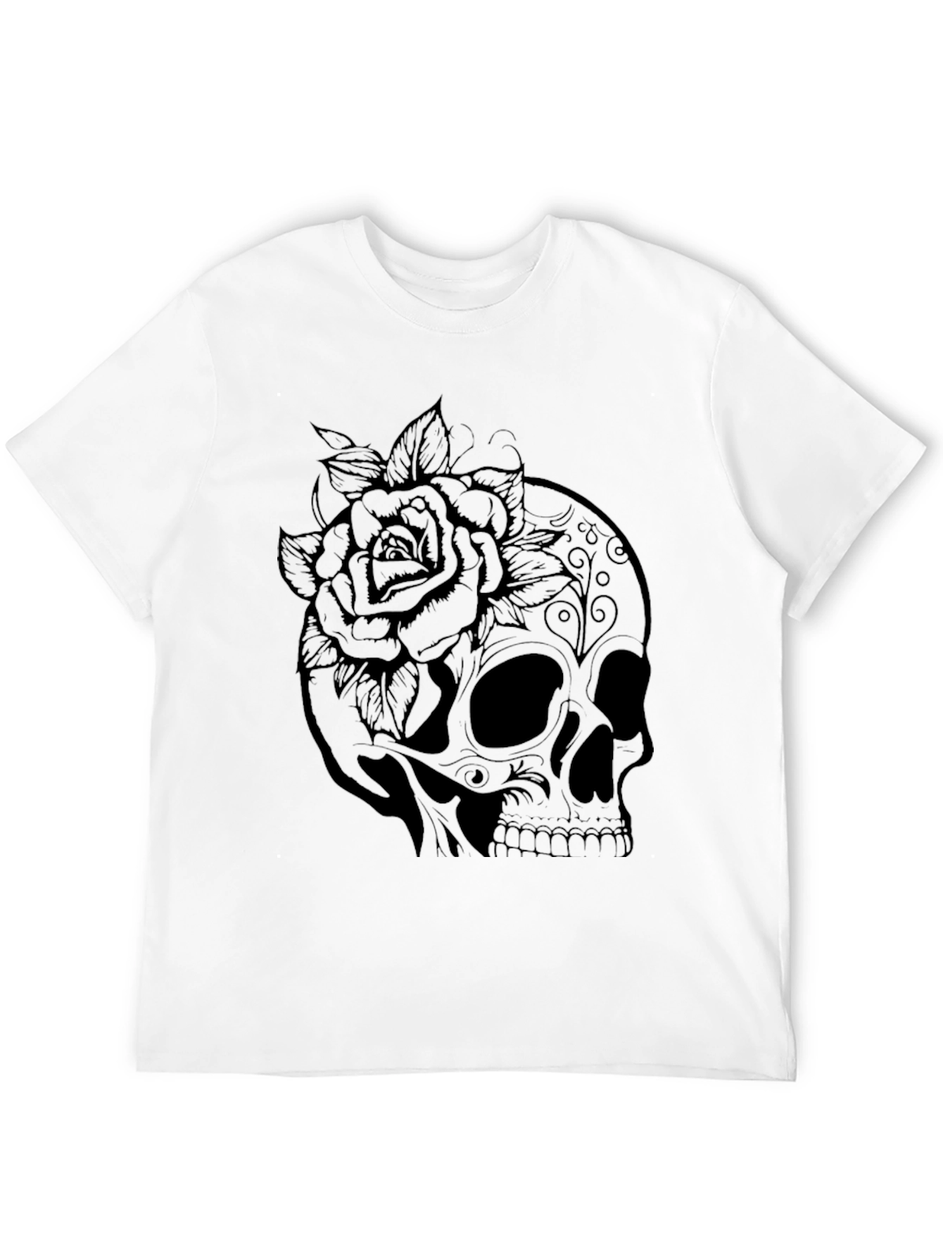 Skull & Rose Graphic T-Shirt - Mens Fashion Tee