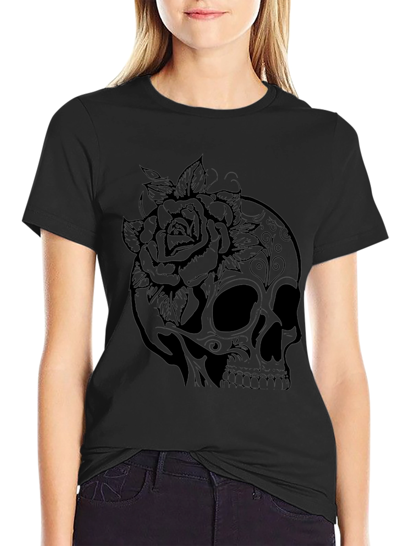 Skull & Rose Graphic T-Shirt - Mens Fashion Tee