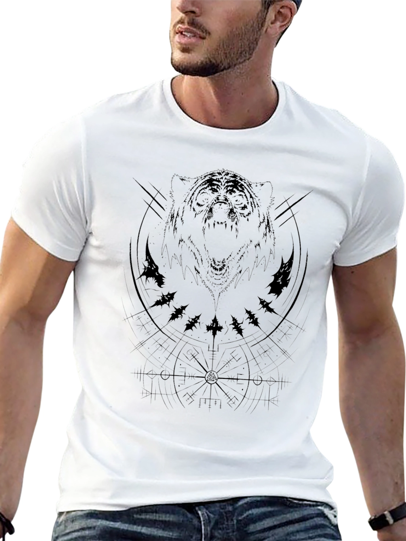 Mens Black Graphic Tee - Bear Design