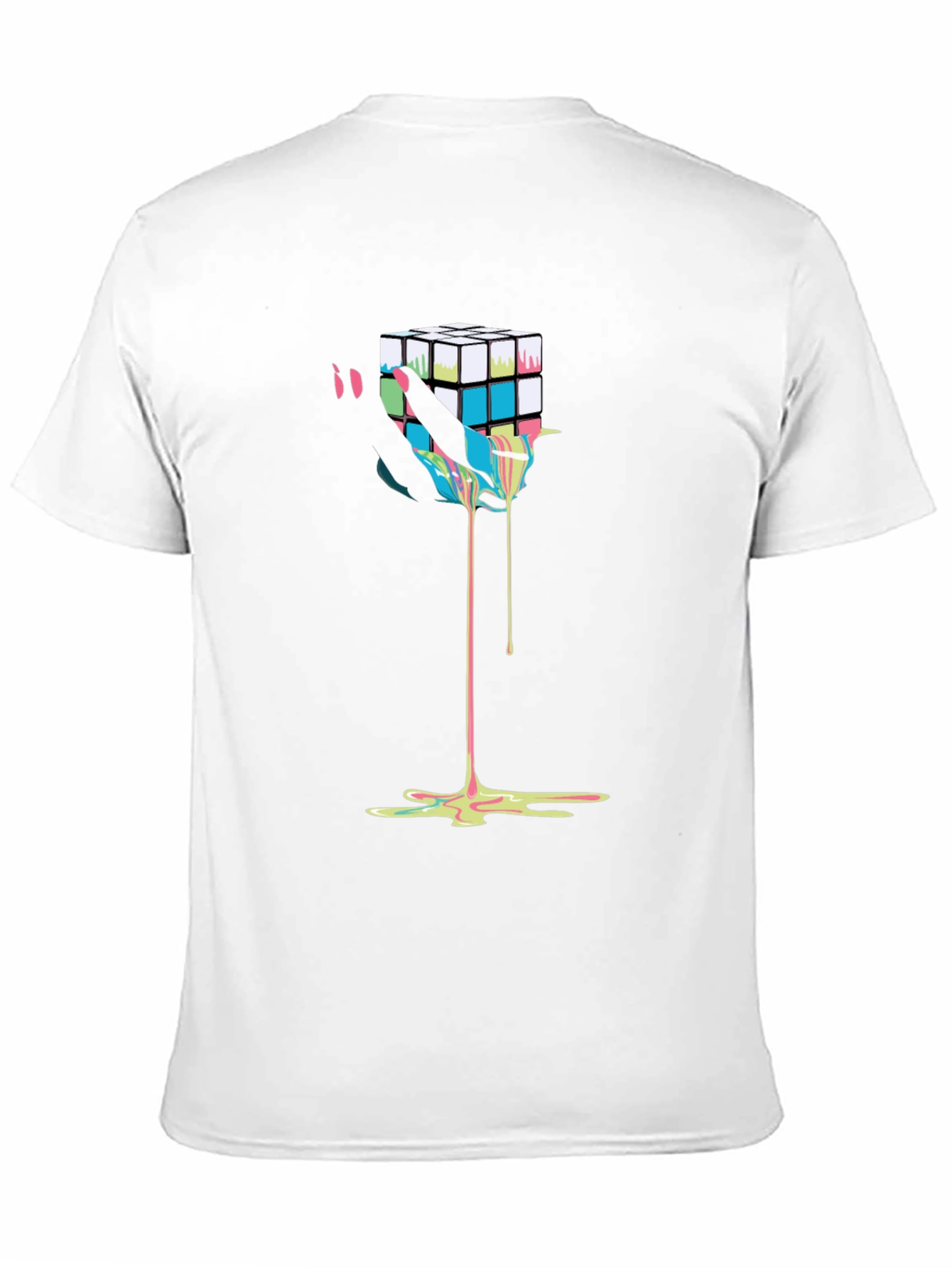 Rubiks Cube Drip Graphic Tee - Modern Art T-Shirt