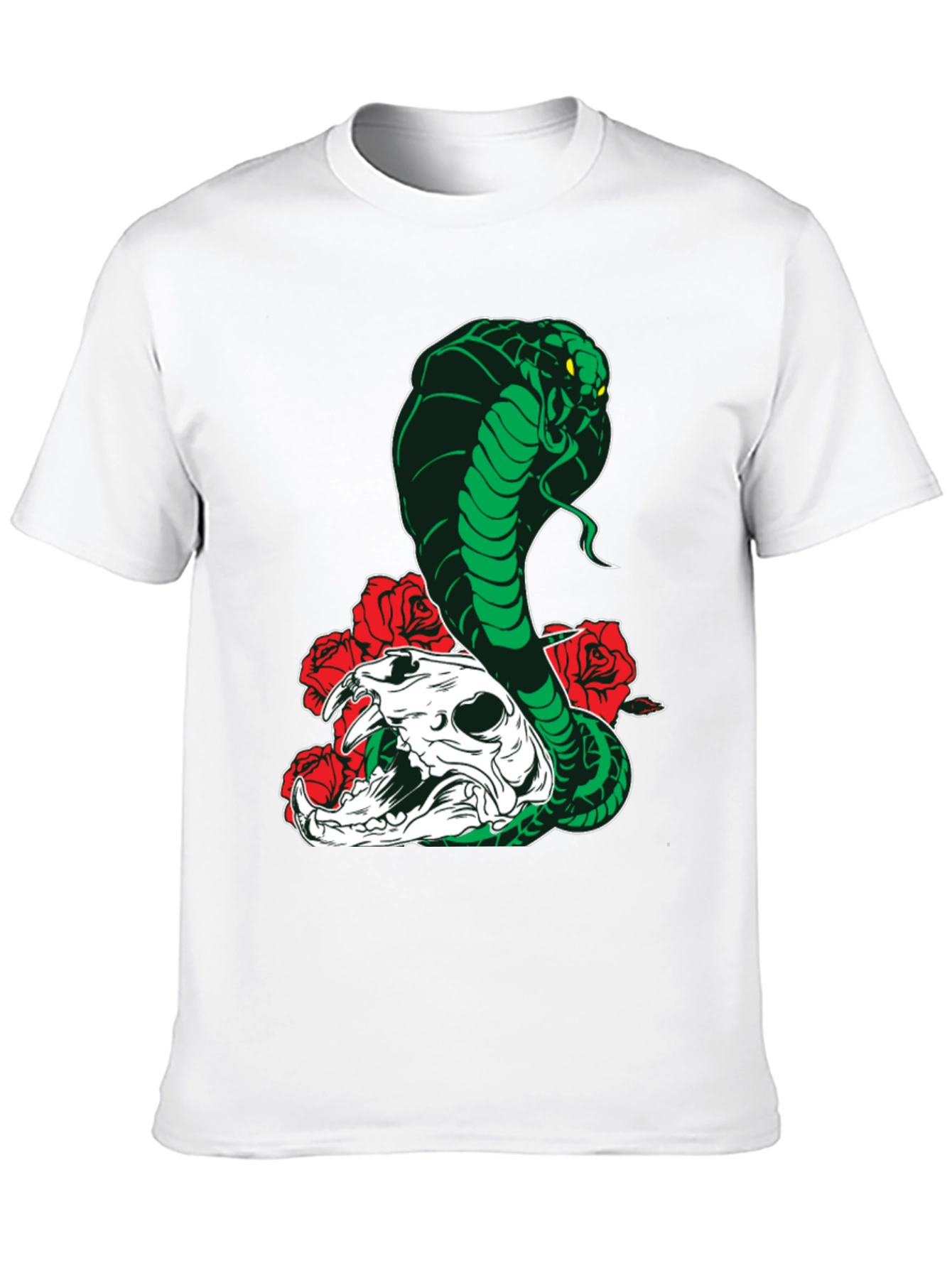 Cobra Skull Roses T-Shirt - Mens Black Graphic Tee