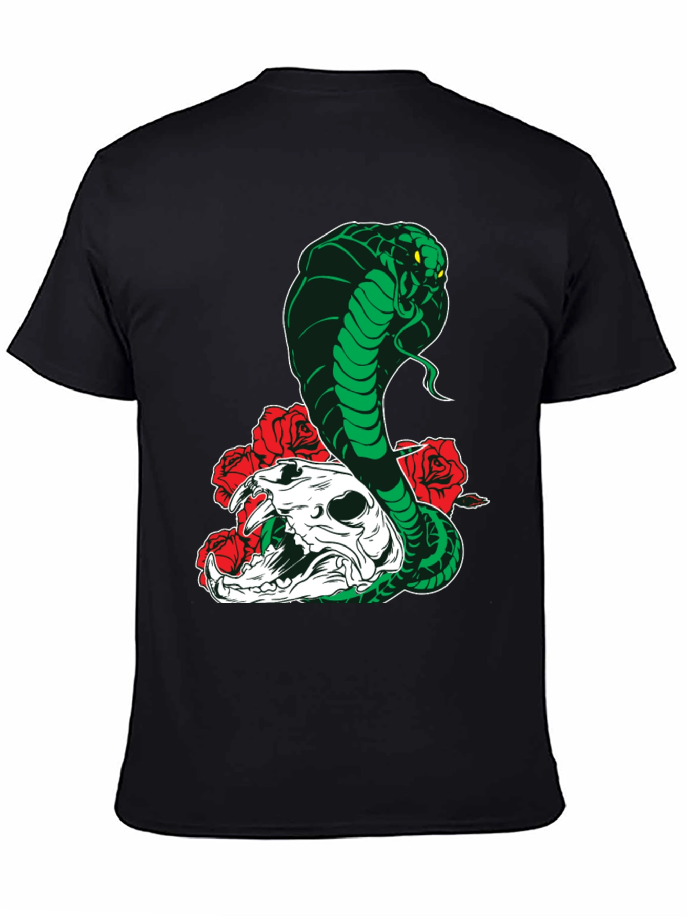 Cobra Skull Roses T-Shirt - Mens Black Graphic Tee