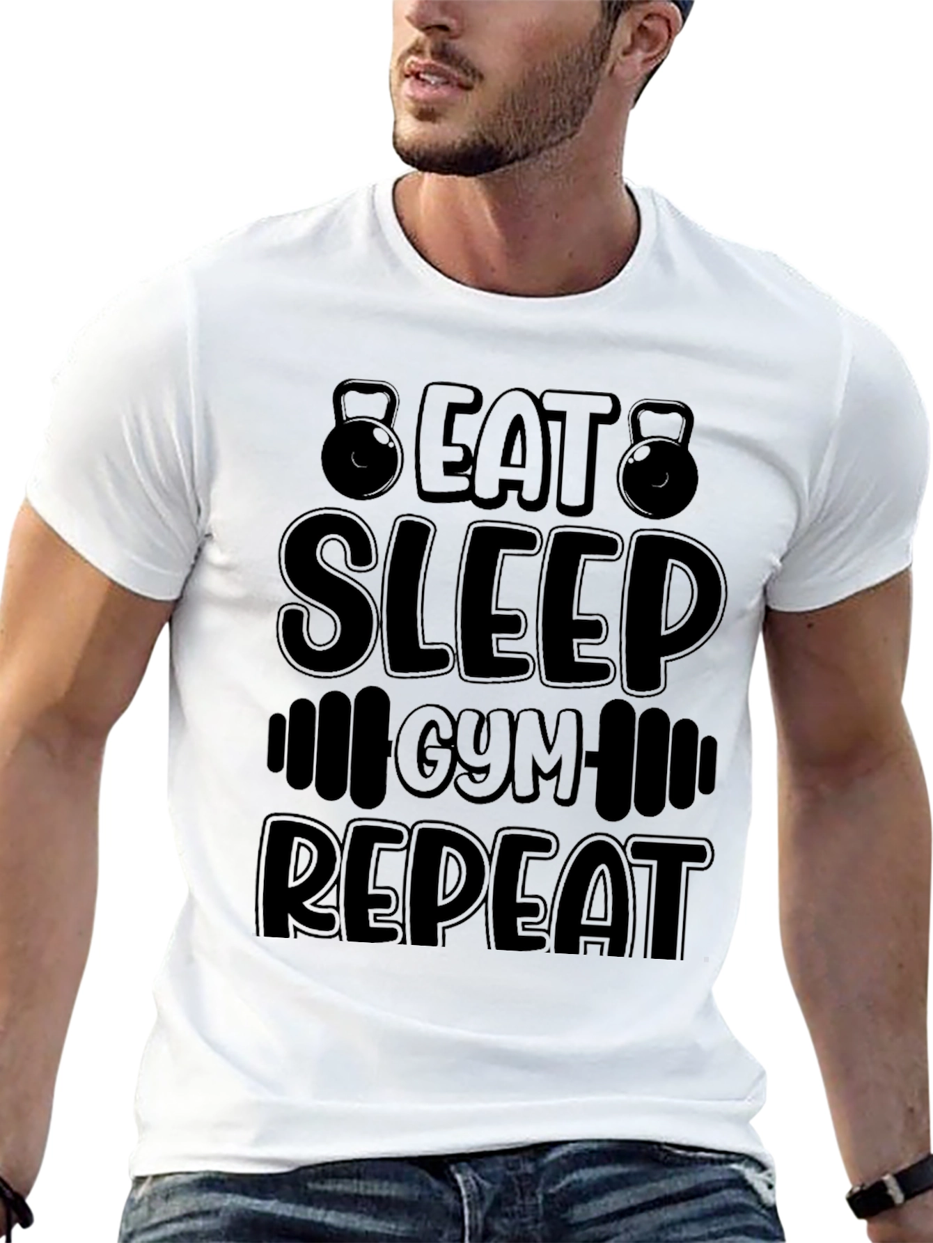 Eat Sleep Gym Repeat Black T-Shirt