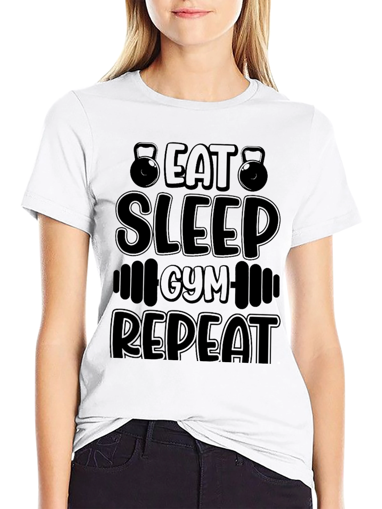 Eat Sleep Gym Repeat Black T-Shirt