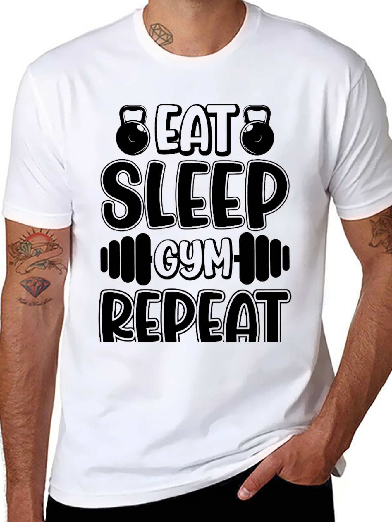 Eat Sleep Gym Repeat Black T-Shirt