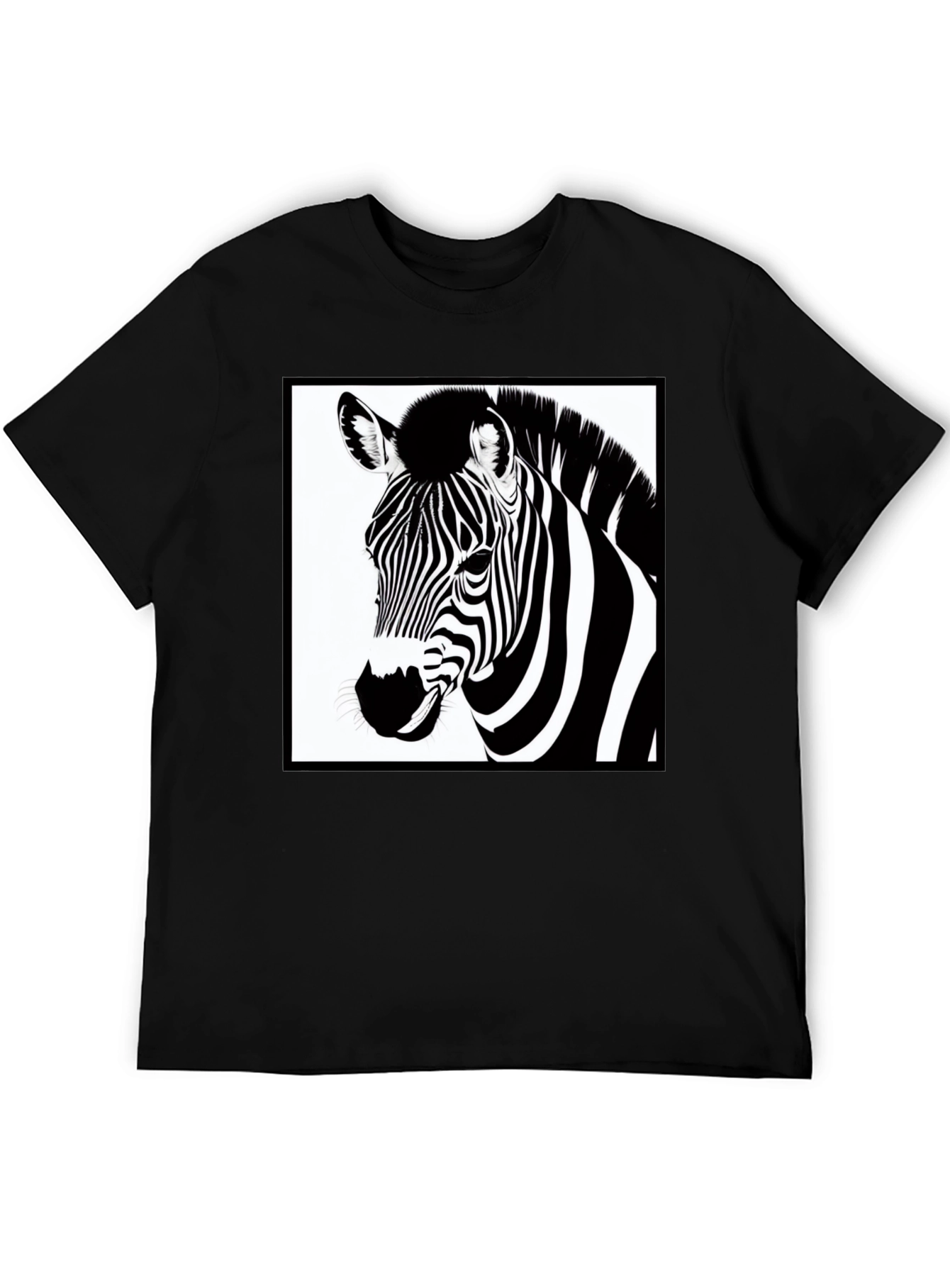 Zebra Graphic Tee - Black Cotton Casual T-Shirt