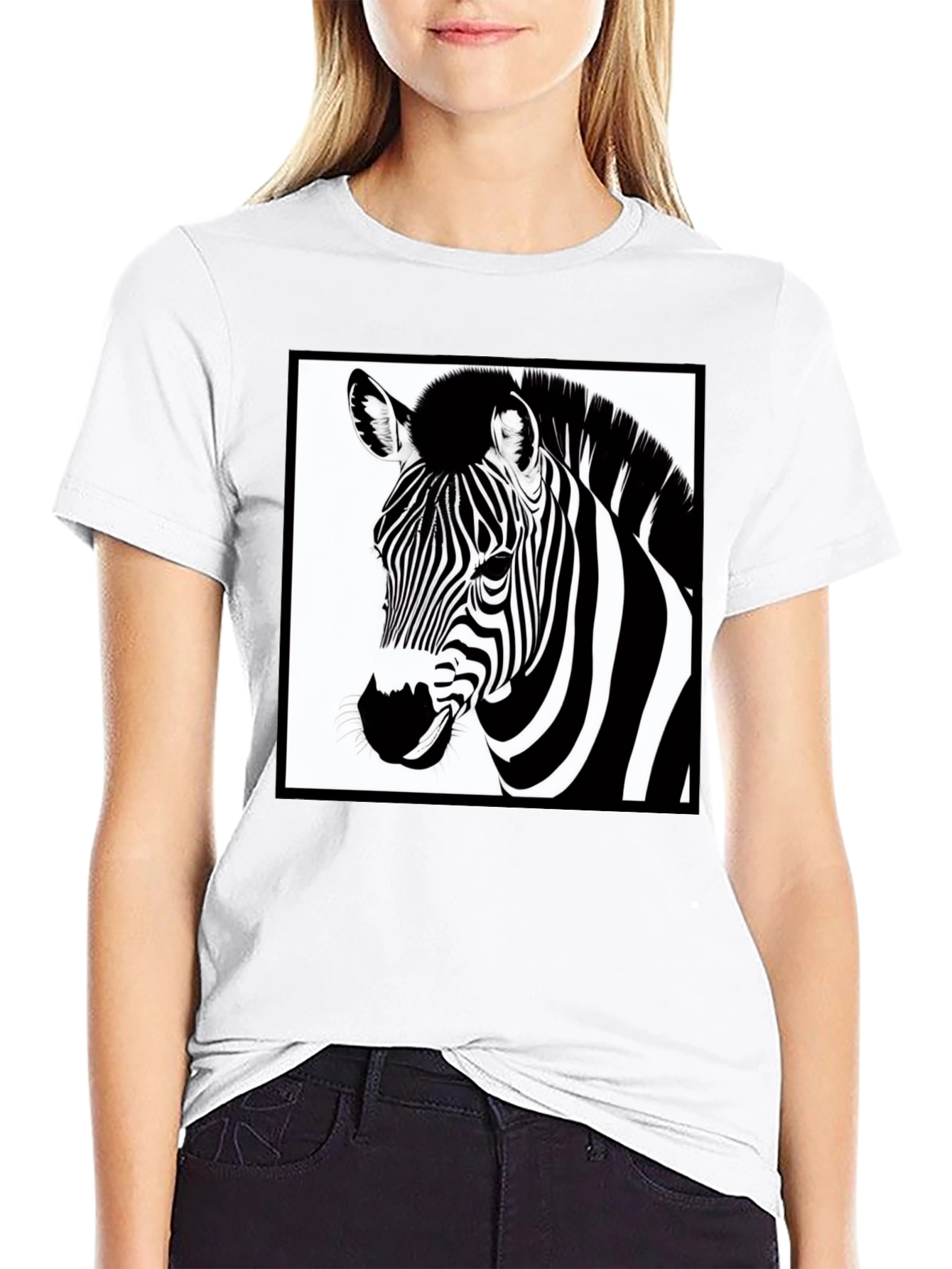 Zebra Graphic Tee - Black Cotton Casual T-Shirt