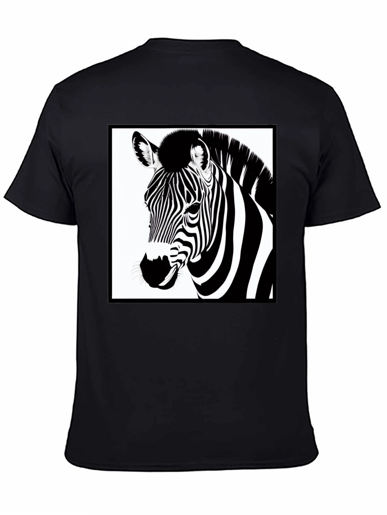 Zebra Graphic Tee - Black Cotton Casual T-Shirt