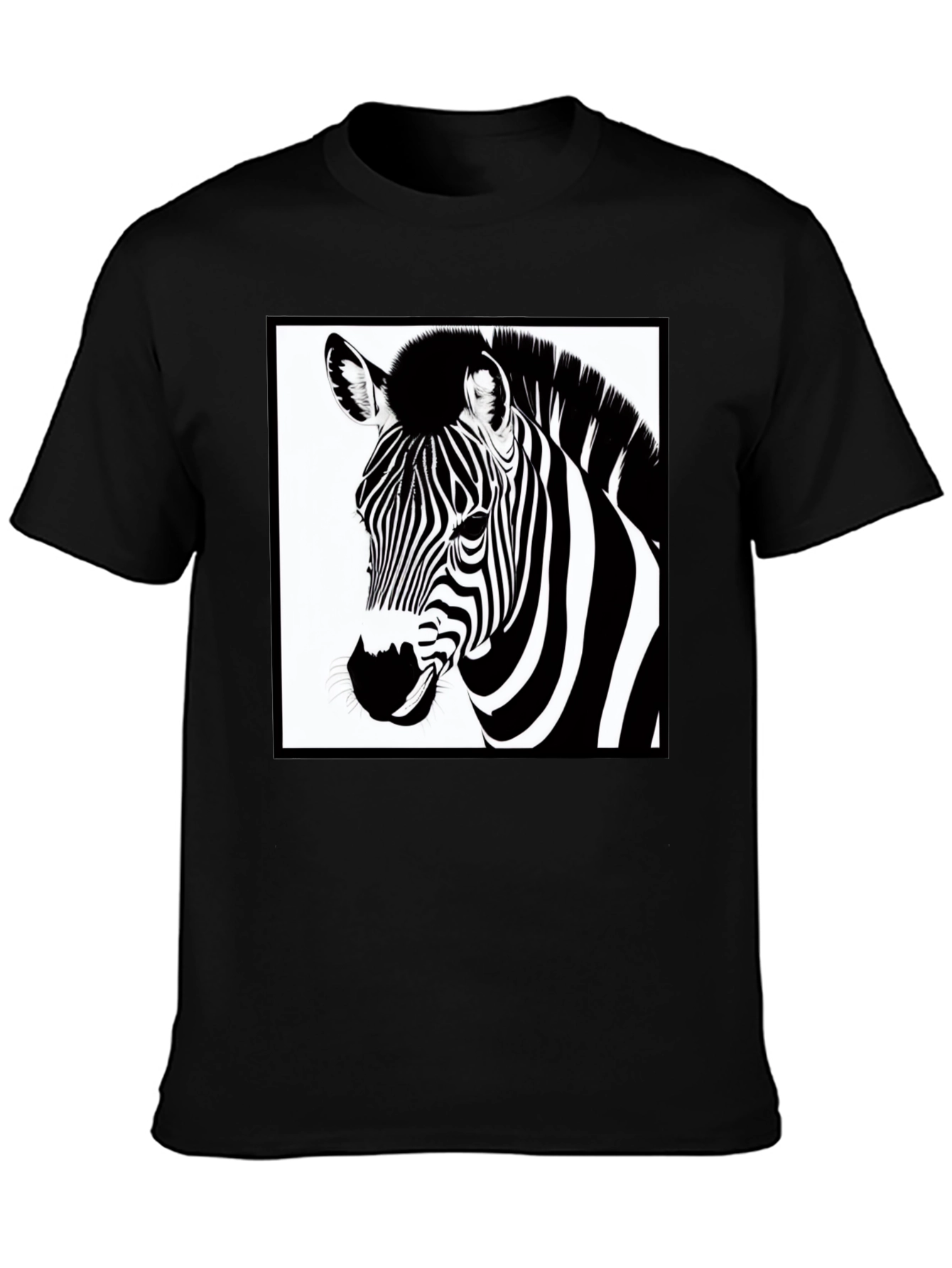 Zebra Graphic Tee - Black Cotton Casual T-Shirt