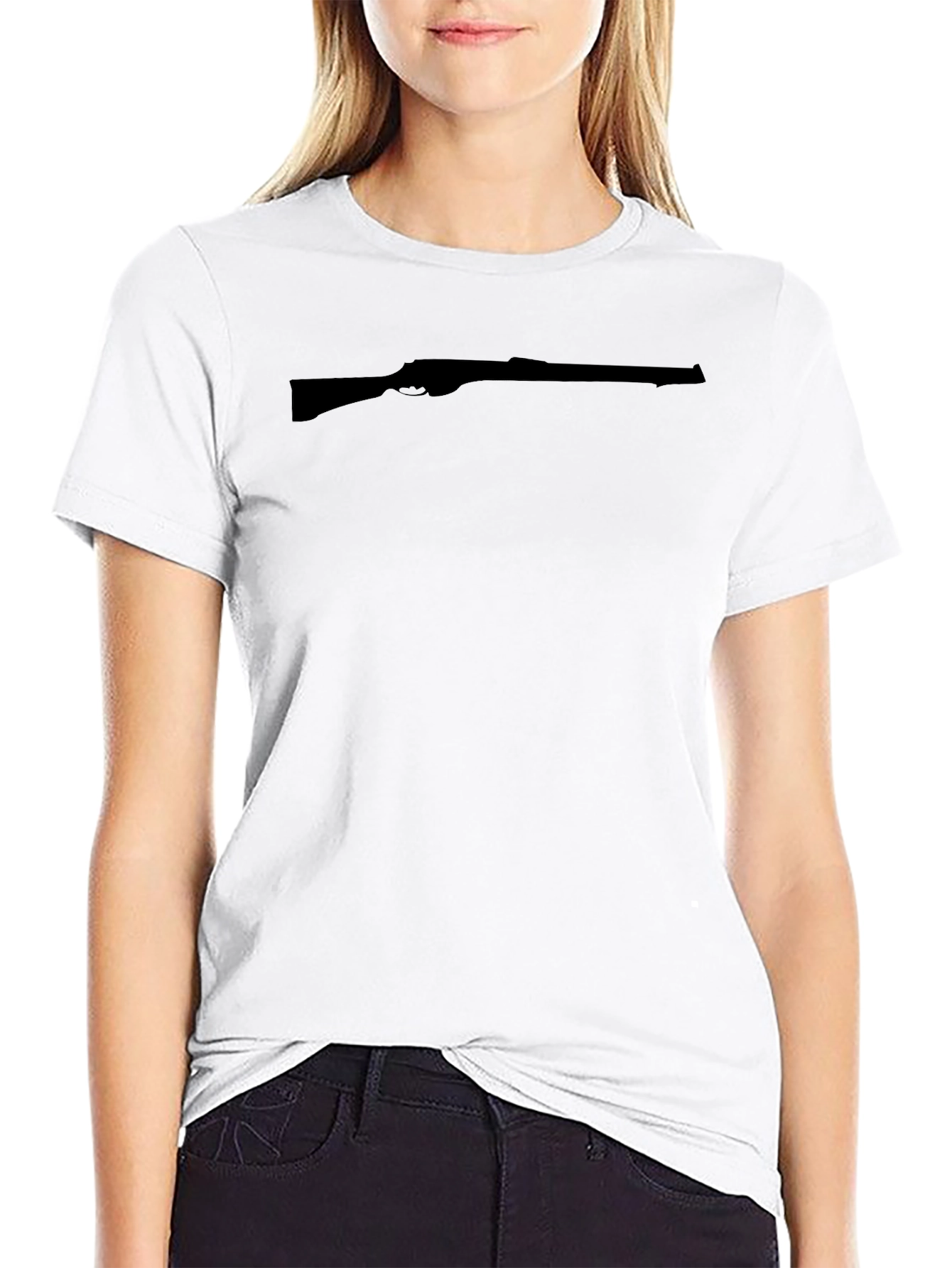 Rifle Graphic Black T-Shirt - Mens Casual Tee
