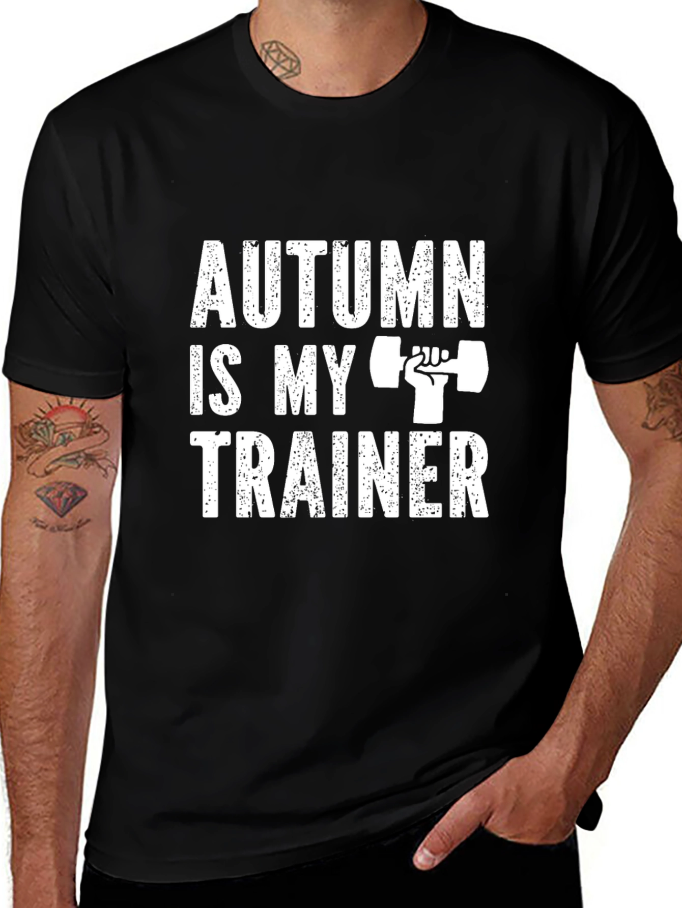 Autumn is My Trainer Black Graphic T-Shirt
