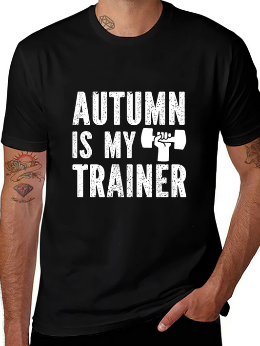 Autumn is My Trainer Black Graphic T-Shirt