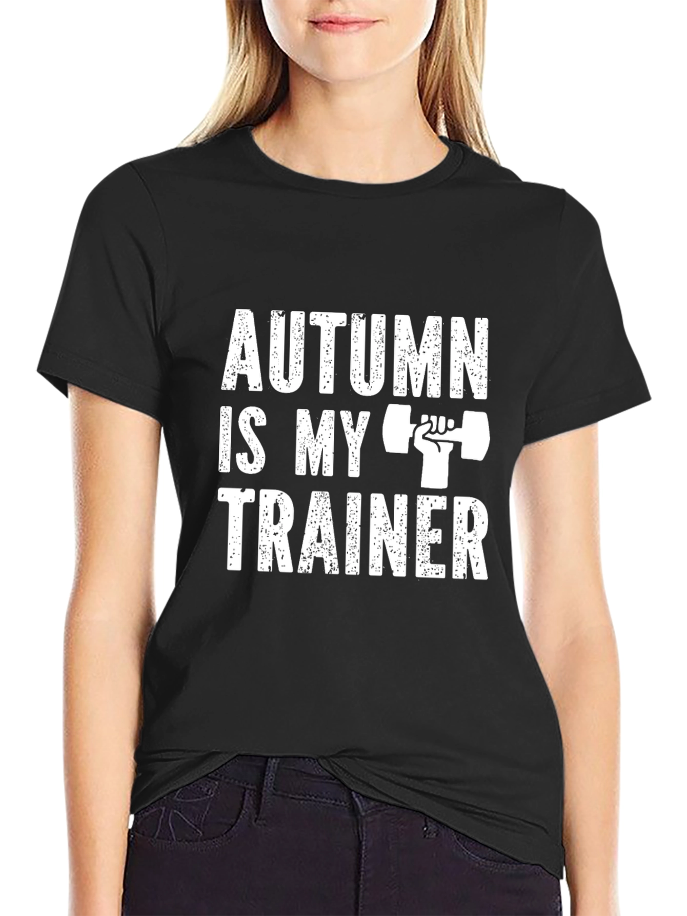 Autumn is My Trainer Black Graphic T-Shirt
