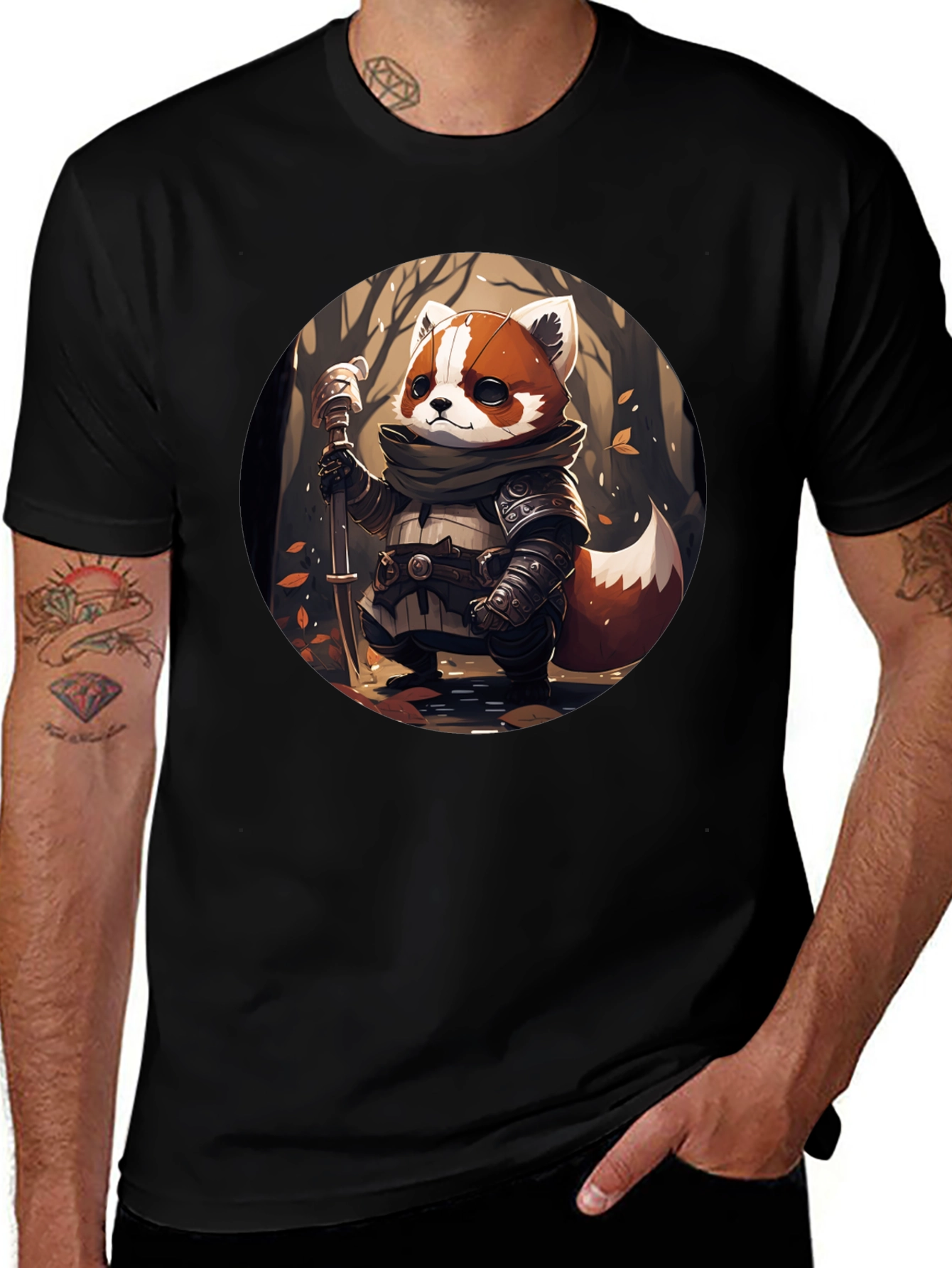 Red Panda Warrior T-Shirt - Unique Graphic Tee