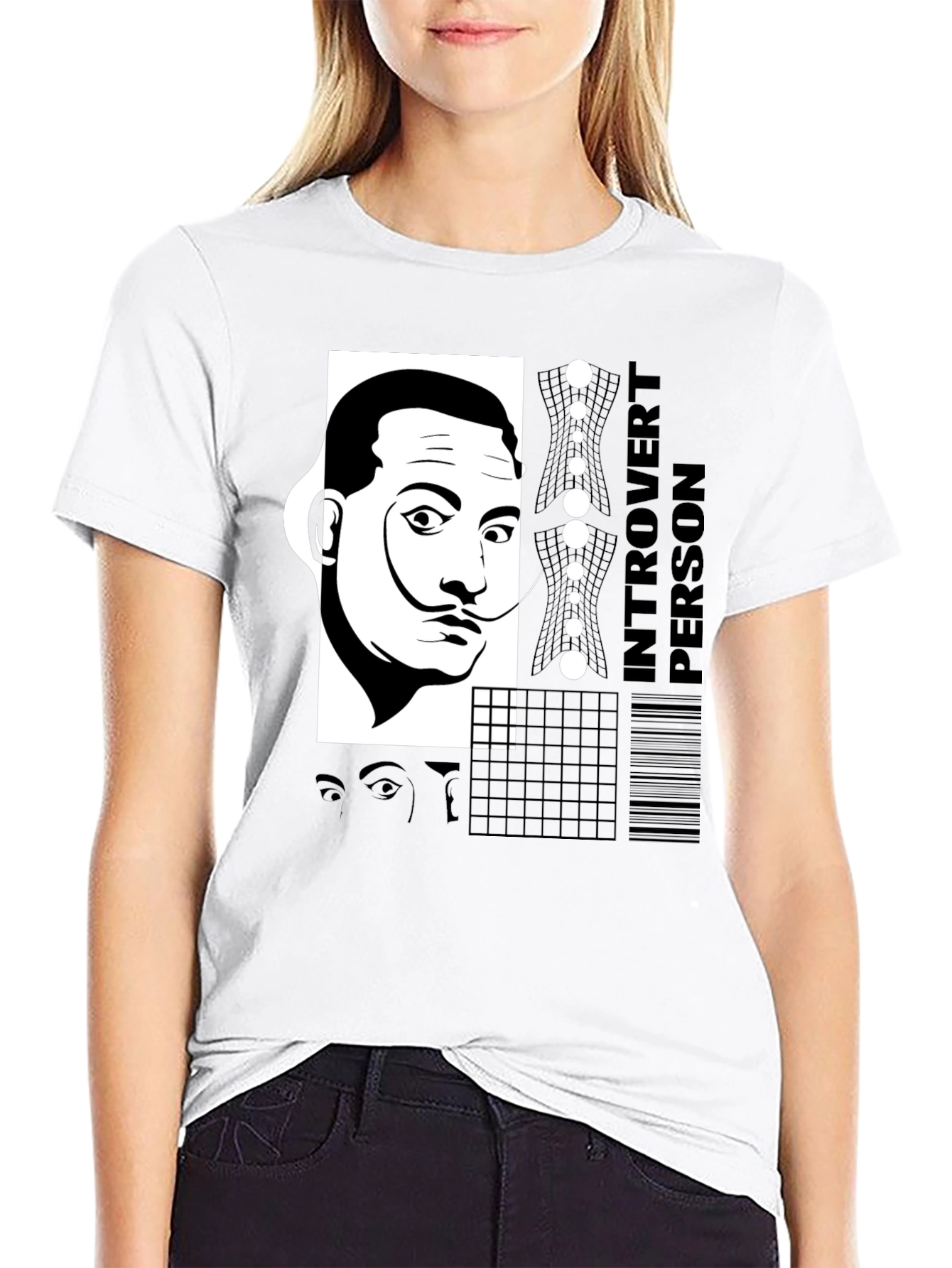 Dali Introvert Person Black T-Shirt