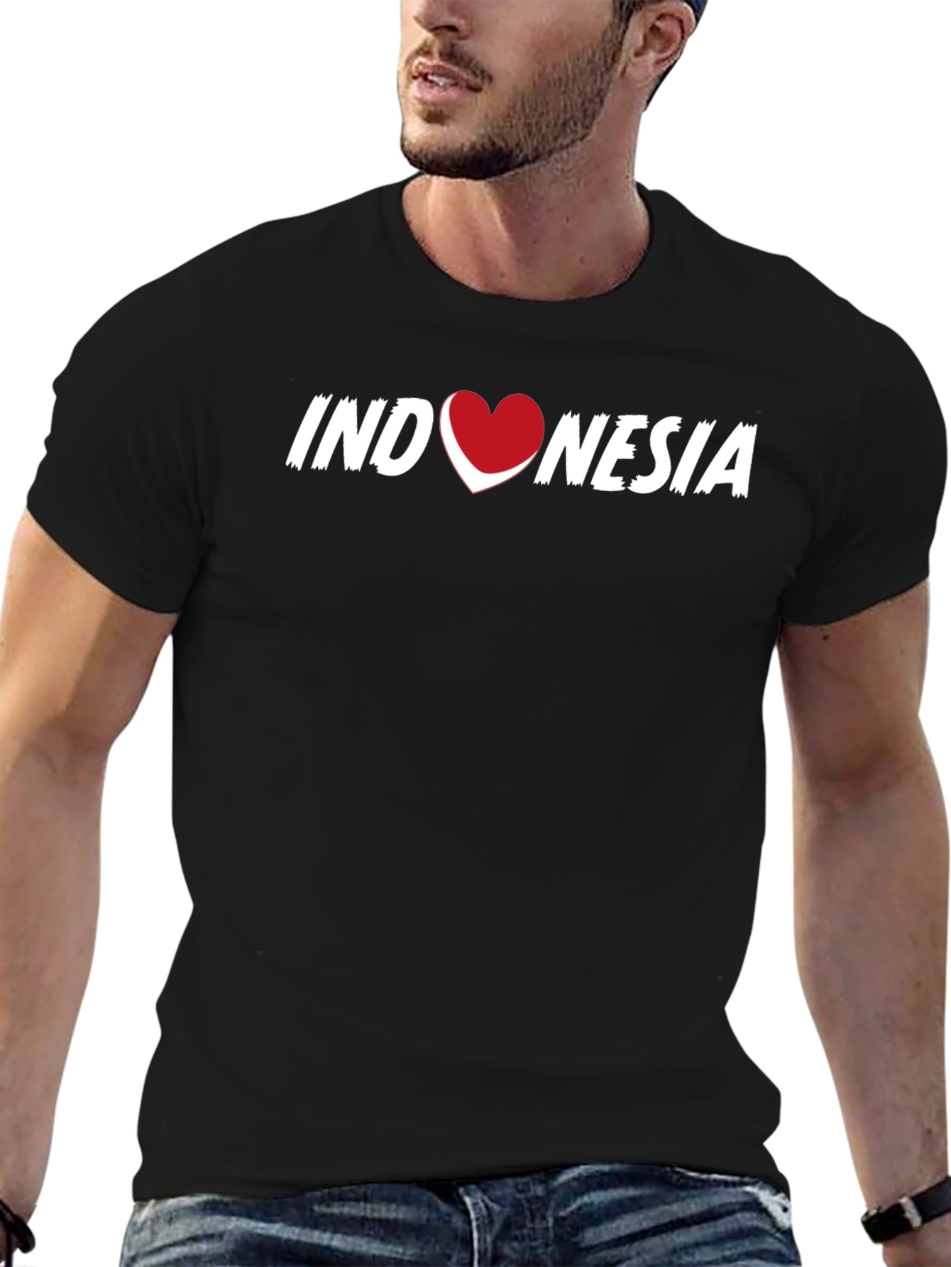 Indonesia Heart Graphic T-Shirt - Black