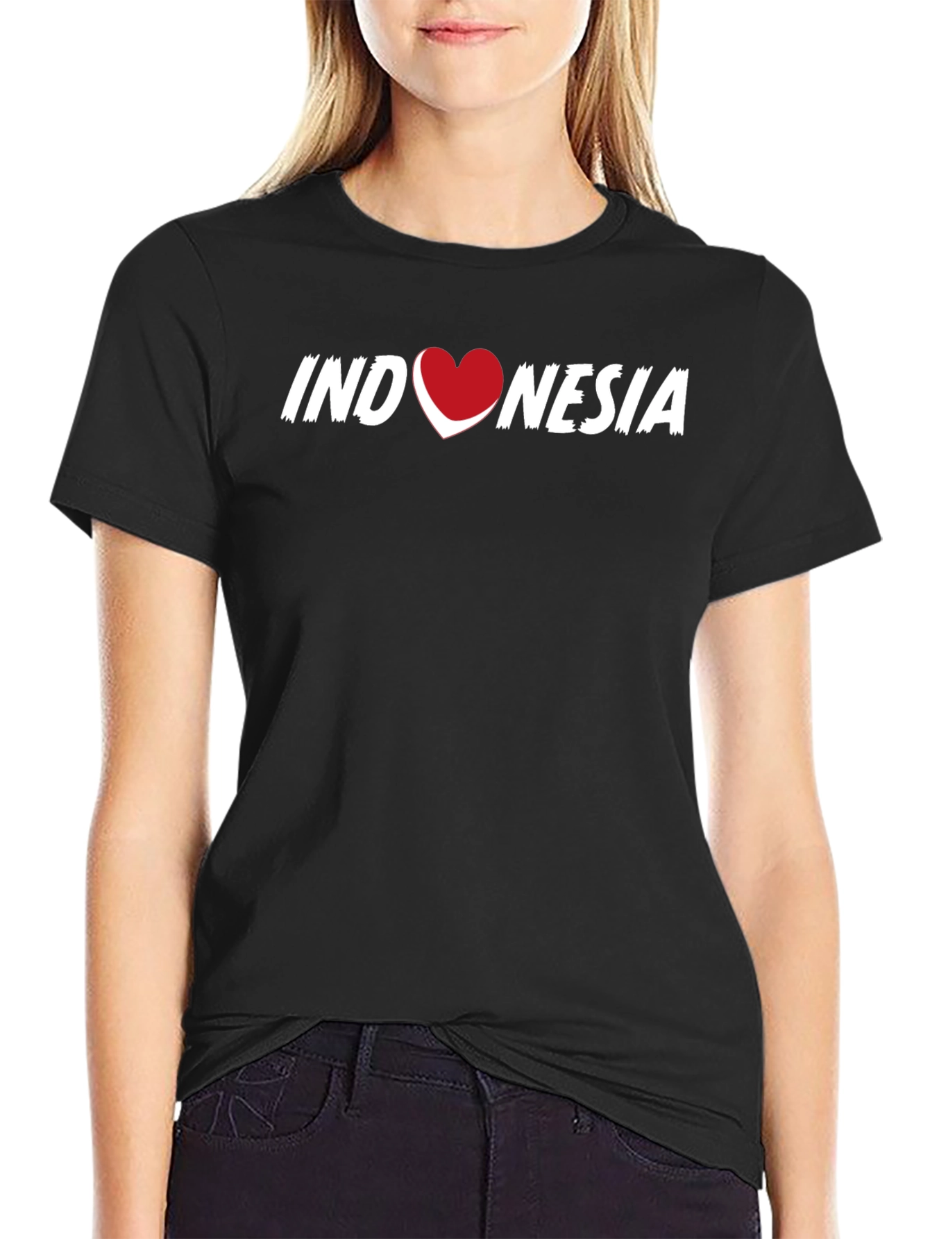 Indonesia Heart Graphic T-Shirt - Black