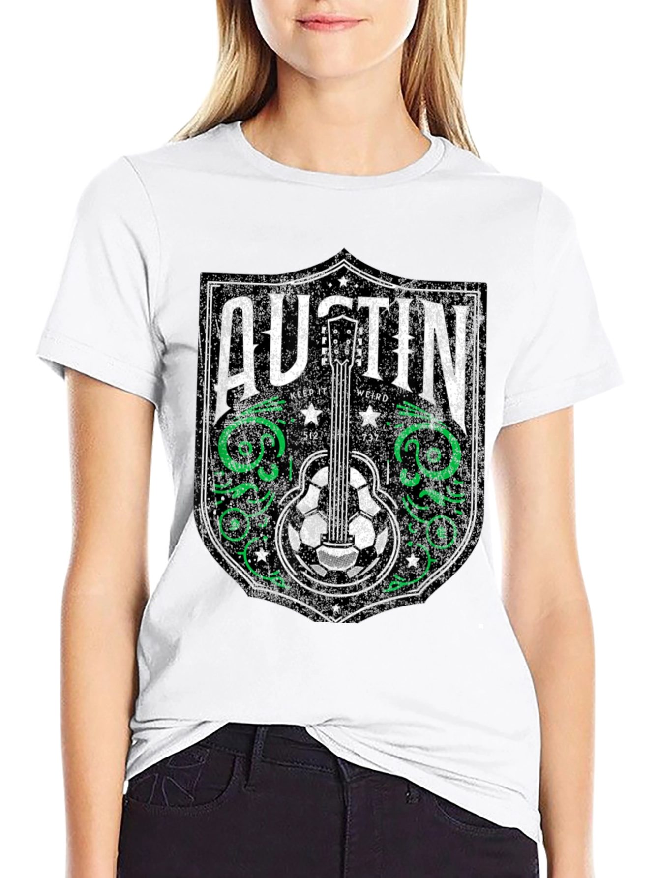 Austin Guitar Soccer Graphic Tee - Keep It Weird
