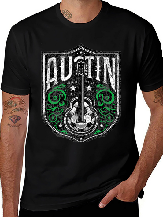 Austin Guitar Soccer Graphic Tee - Keep It Weird