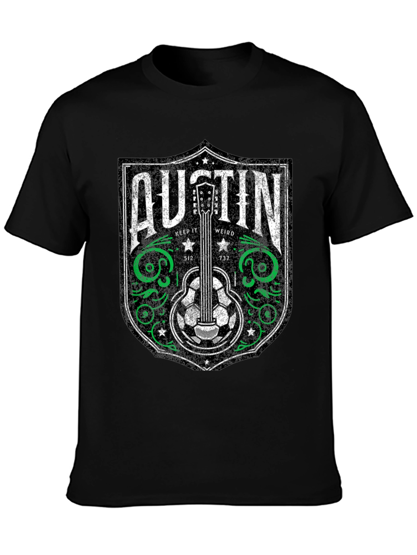 Austin Guitar Soccer Graphic Tee - Keep It Weird