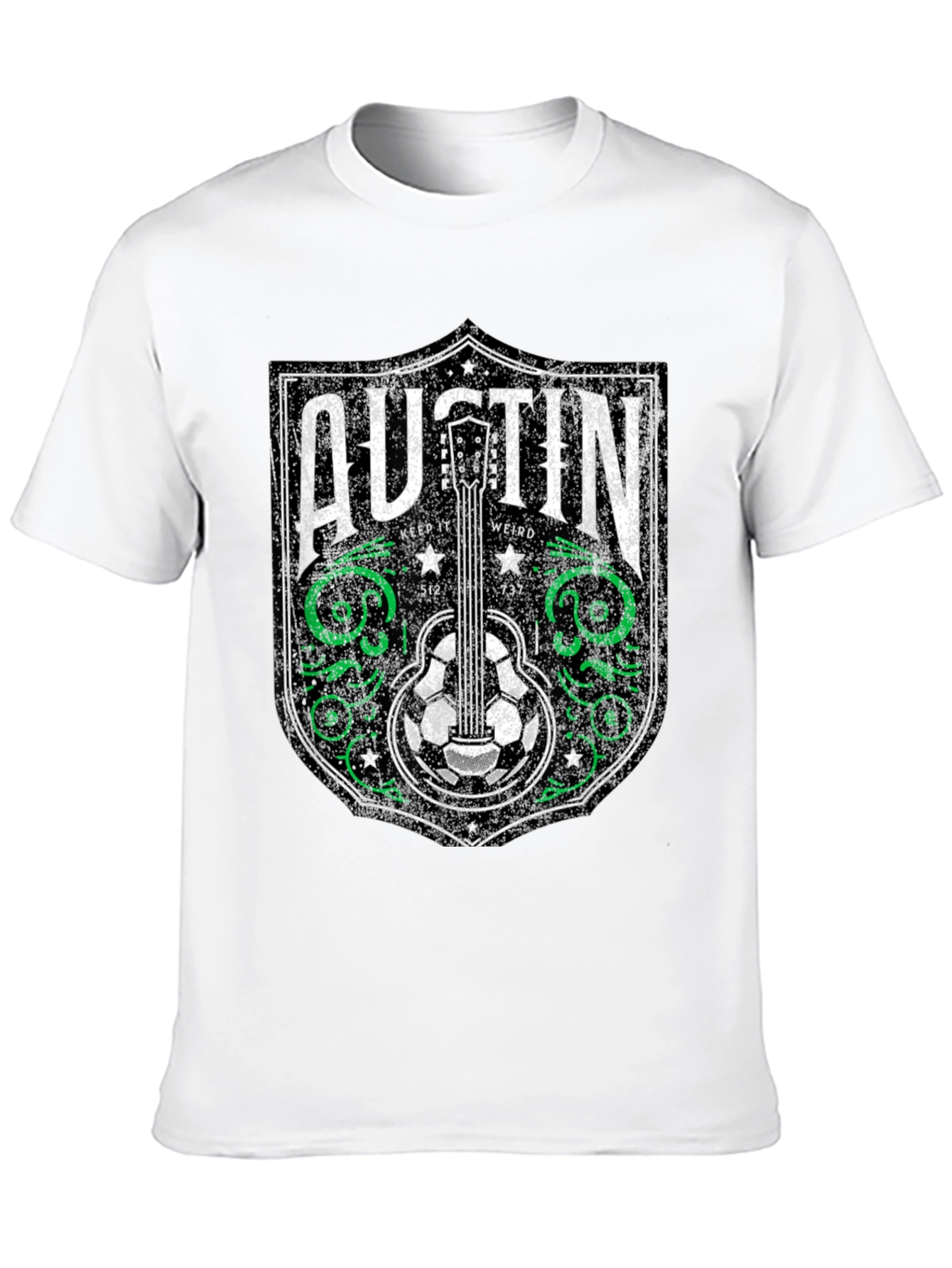 Austin Guitar Soccer Graphic Tee - Keep It Weird