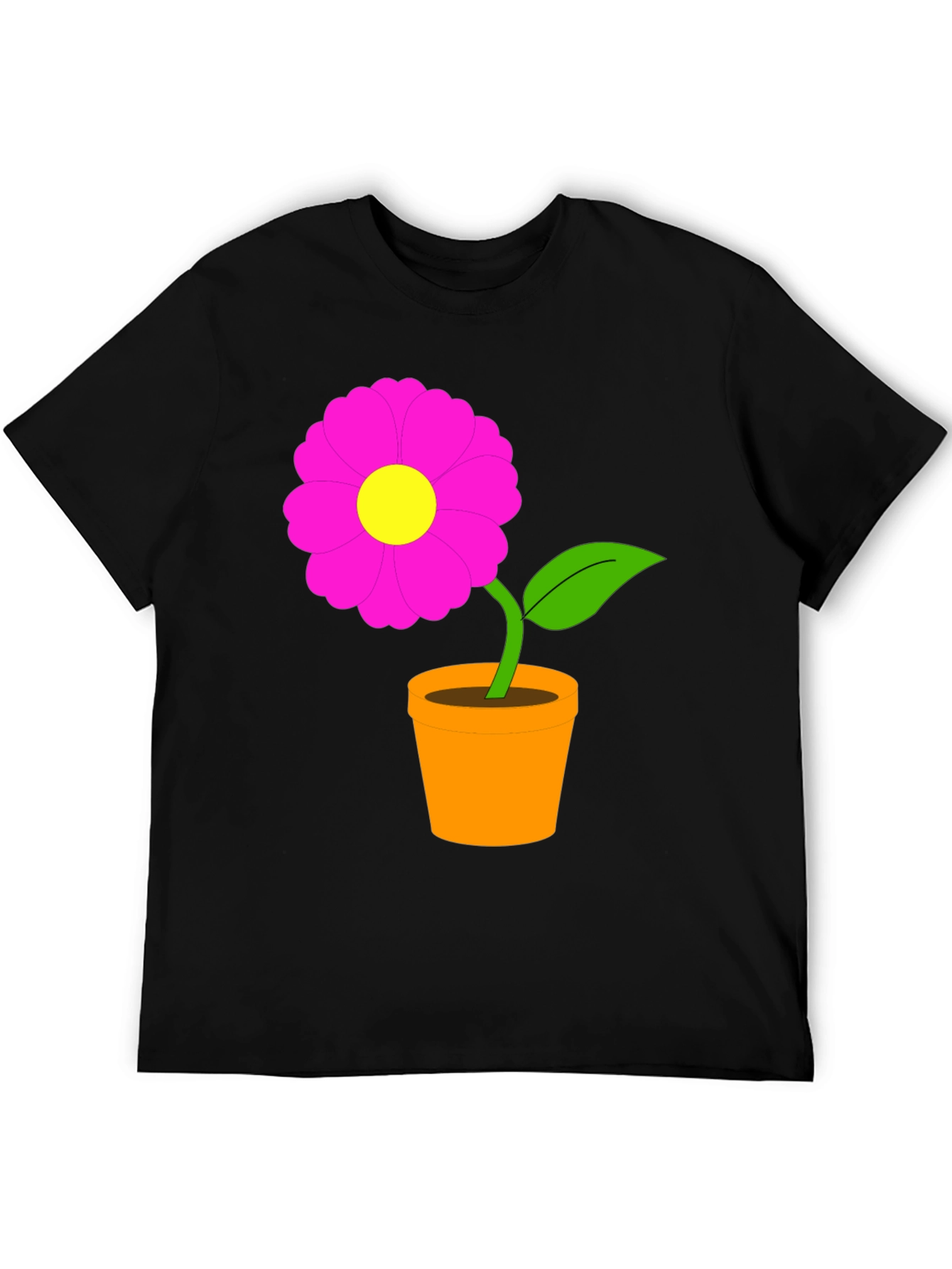 Flower in Pot Black T-Shirt