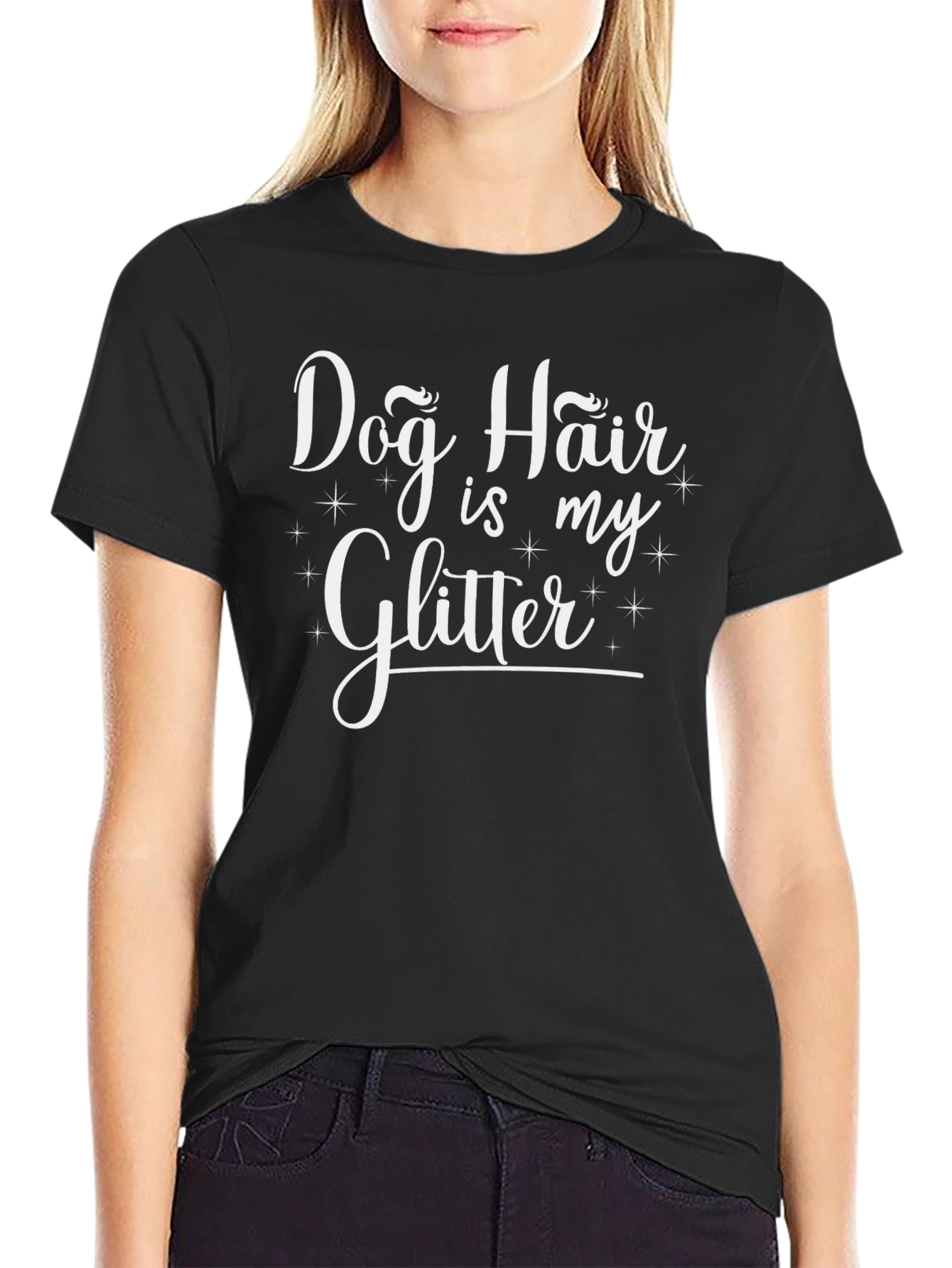 Dog Hair is My Glitter Black T-Shirt