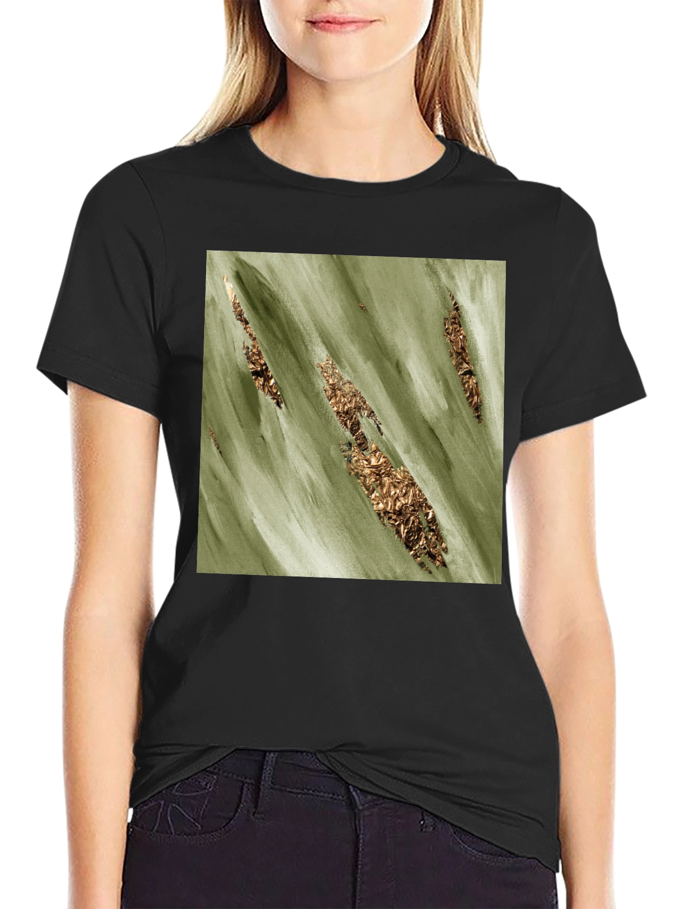 Olive & Gold Abstract T-Shirt