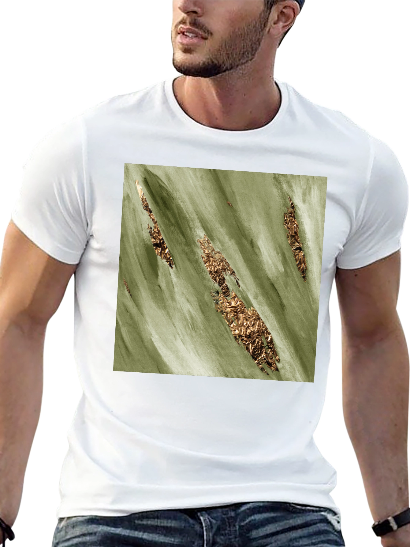 Olive & Gold Abstract T-Shirt