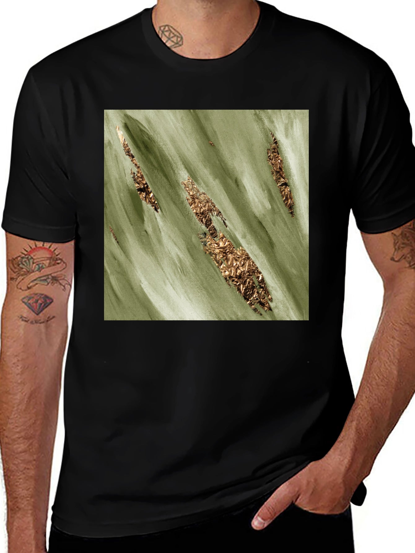 Olive & Gold Abstract T-Shirt