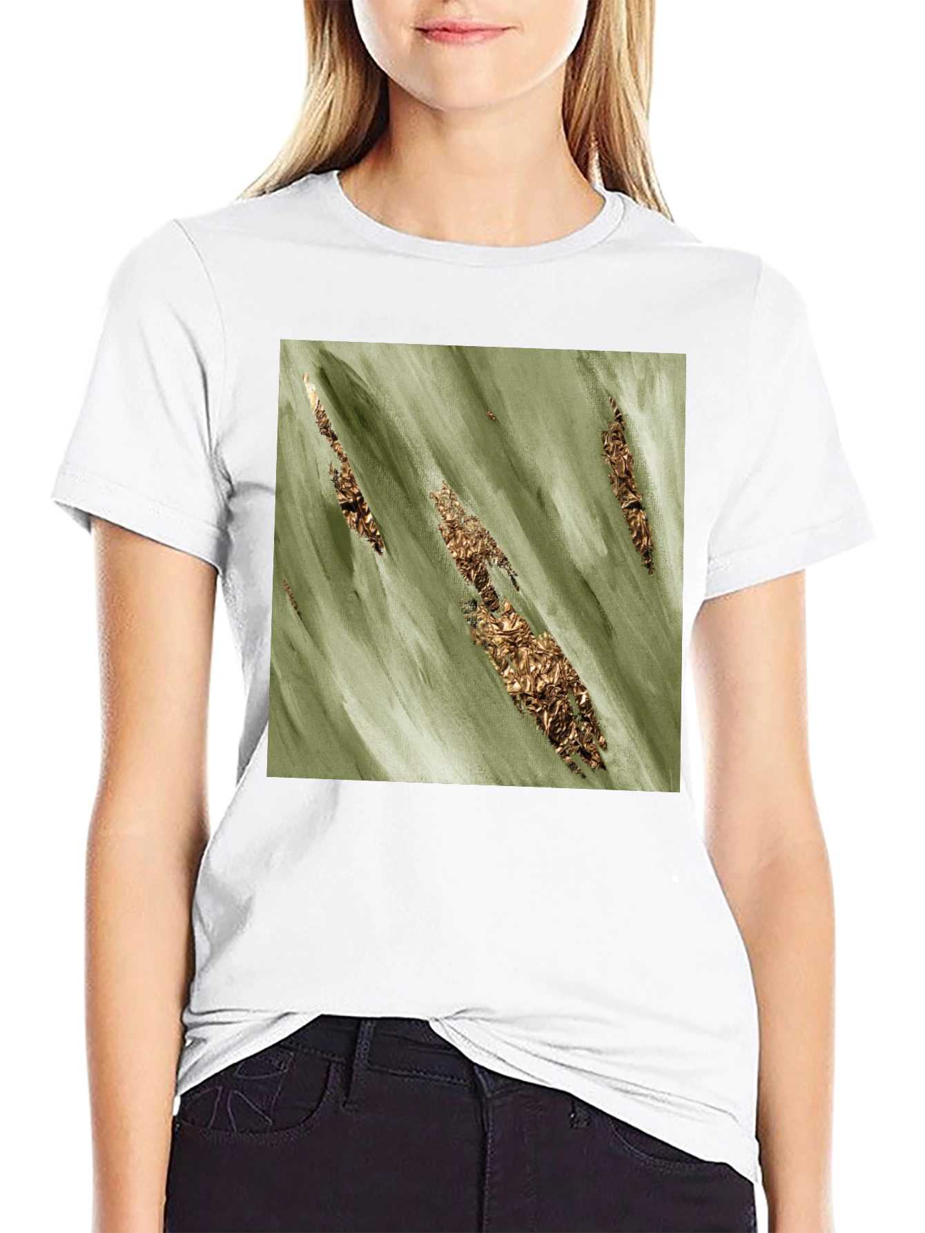 Olive & Gold Abstract T-Shirt