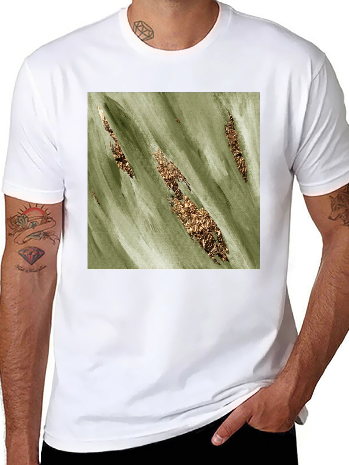 Olive & Gold Abstract T-Shirt