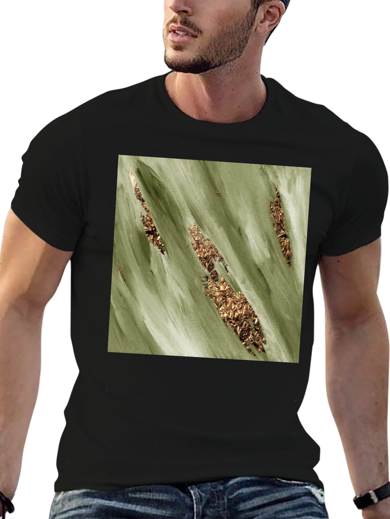 Olive & Gold Abstract T-Shirt