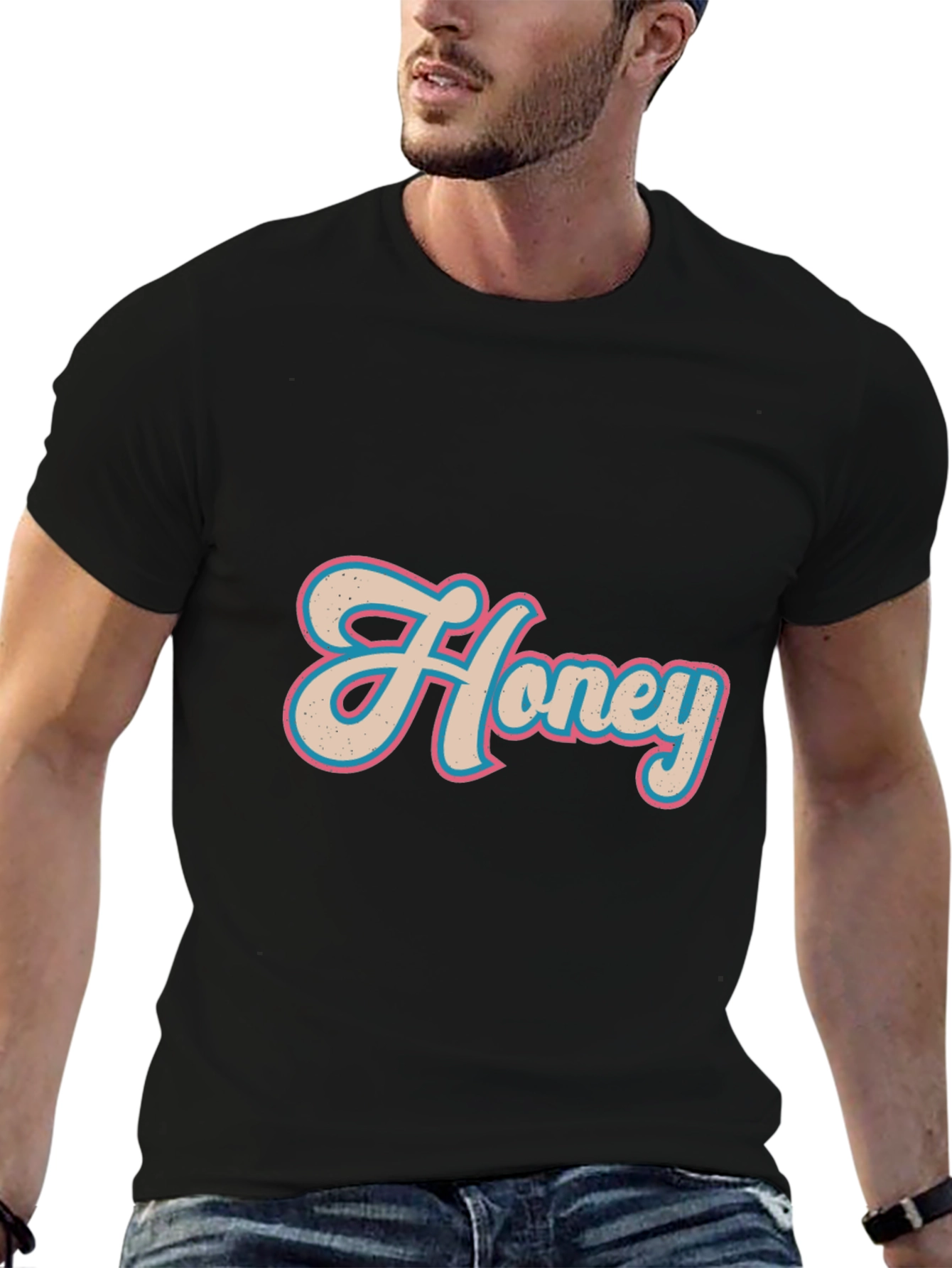 Honey Graphic T-Shirt - Casual Black Tee