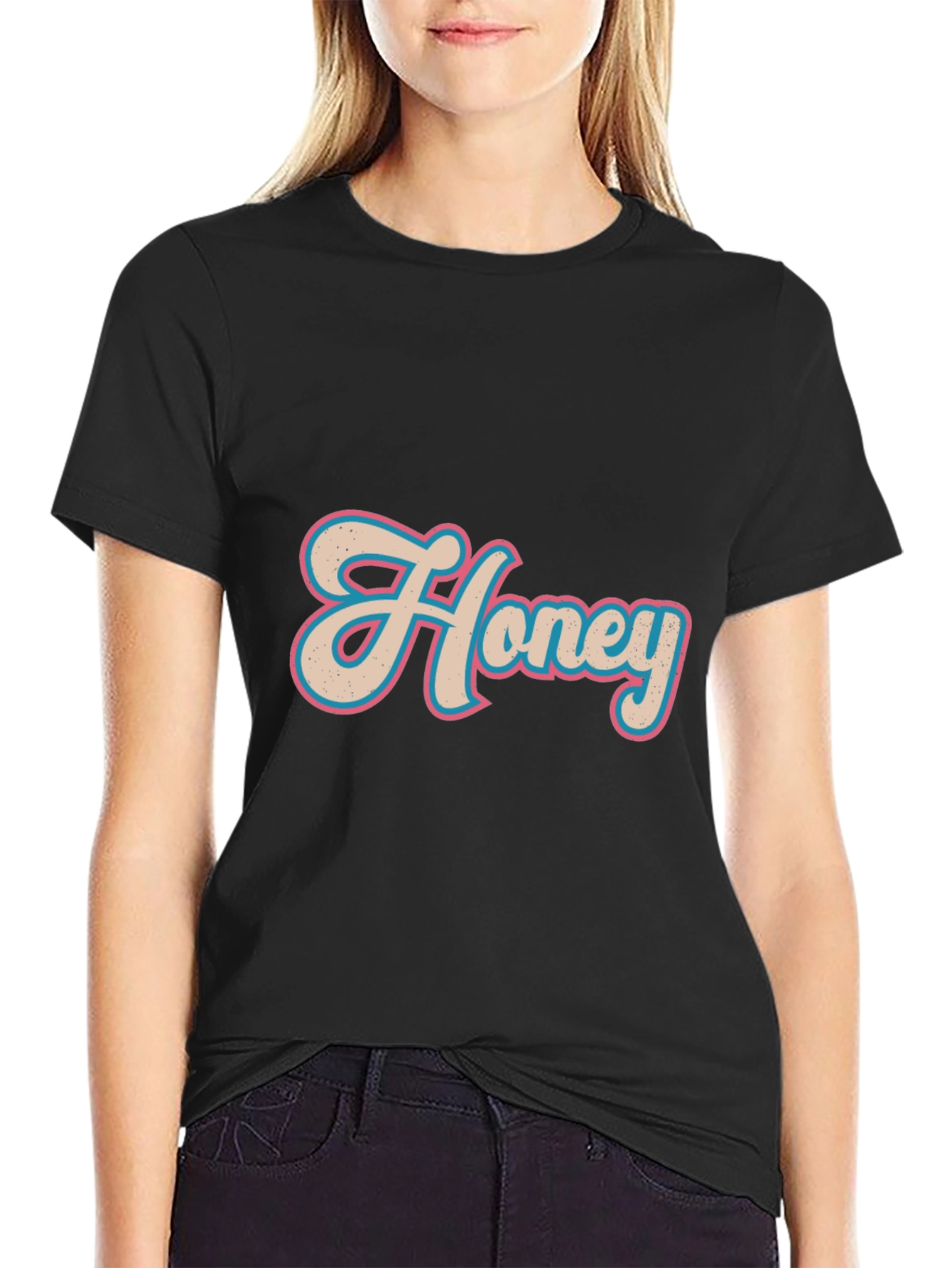 Honey Graphic T-Shirt - Casual Black Tee