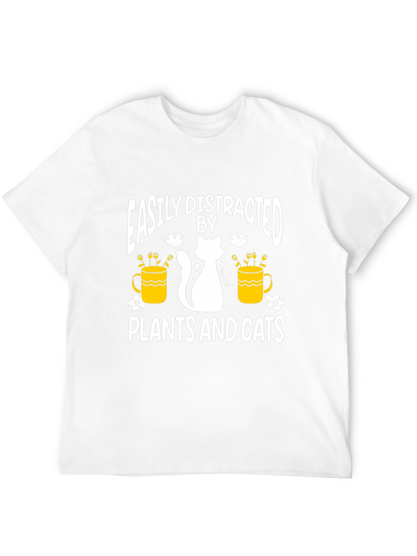 Easily Distracted By Plants And Cats Black T-Shirt