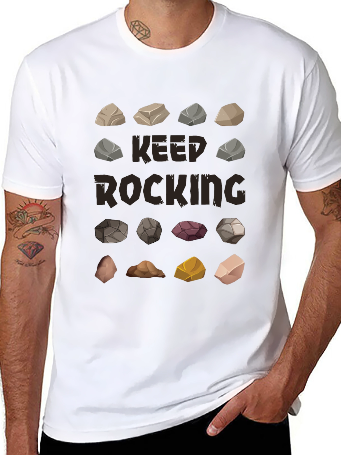 Keep Rocking Graphic T-Shirt - Funny Rock Collection Tee