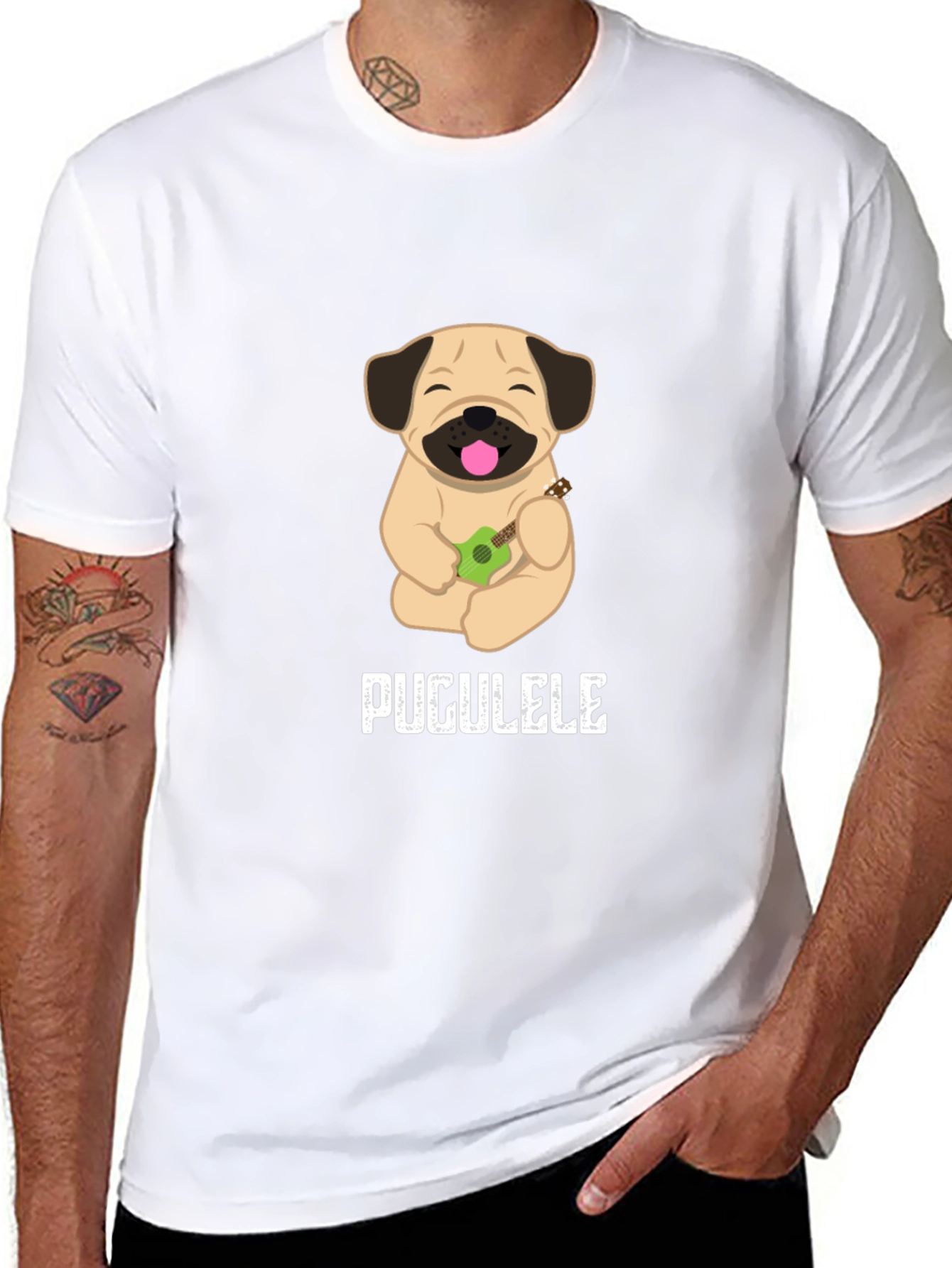 Pugulele T-Shirt: Cute Dog with Ukulele