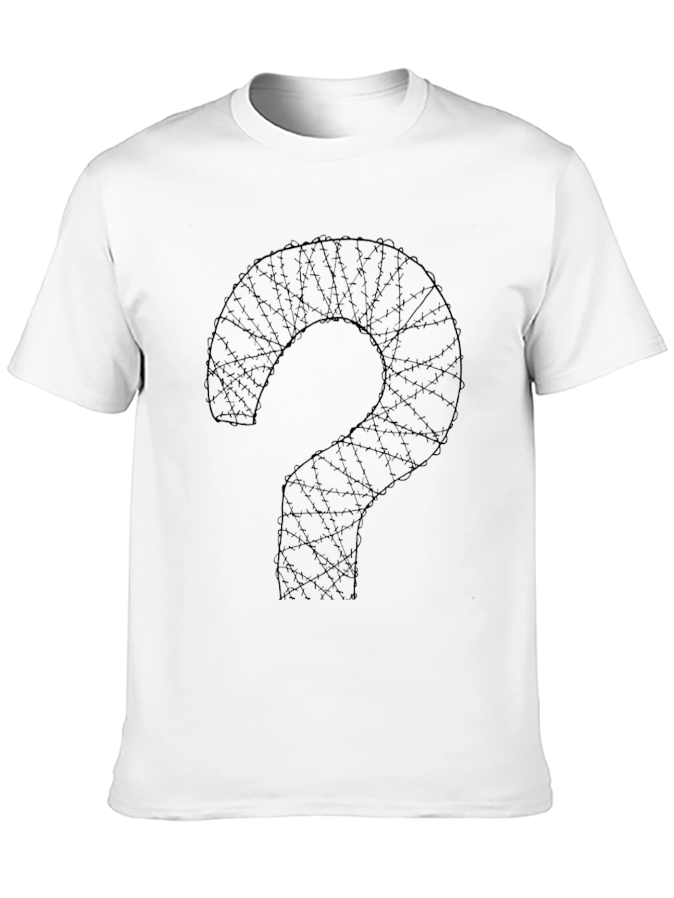 Barbed Wire Question Mark Graphic Tee - Black